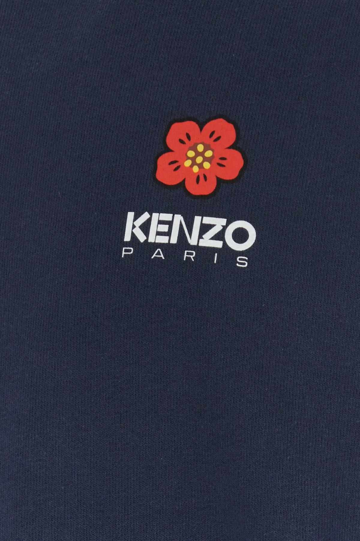Shop Kenzo Navy Blue Stretch Cotton Oversize Sweatshirt