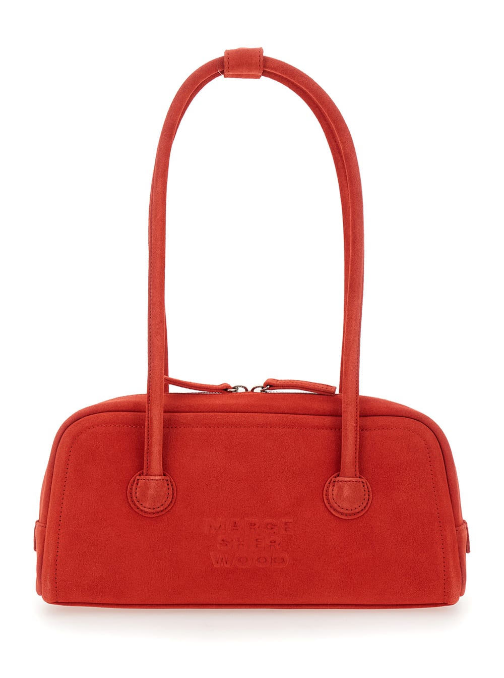 Red Shoulder Bag With Logo Lettering On The Front In Soft Leather Woman