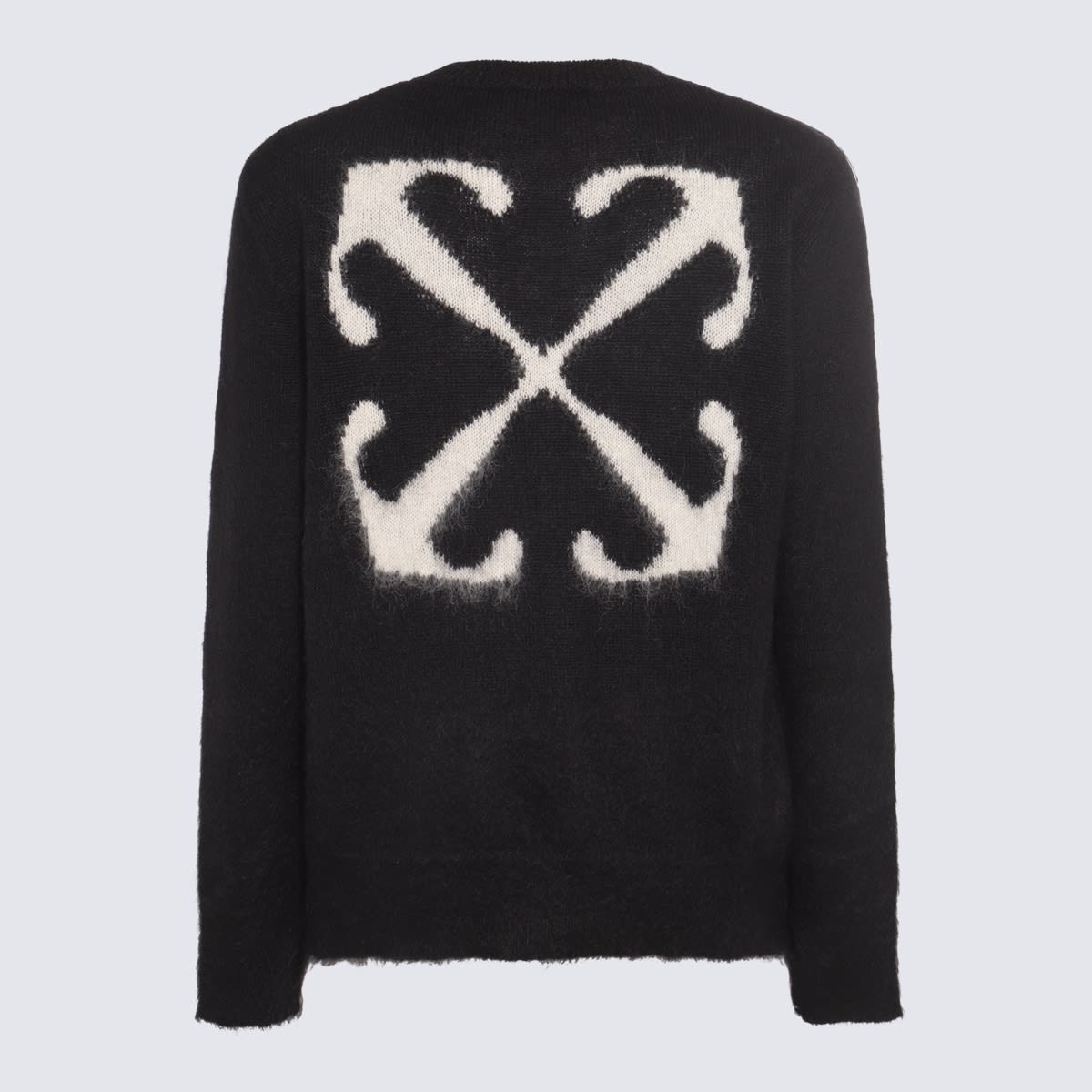 OFF-WHITE BLACK MOHAIR AND WOOL BLEND ARROW SWEATER