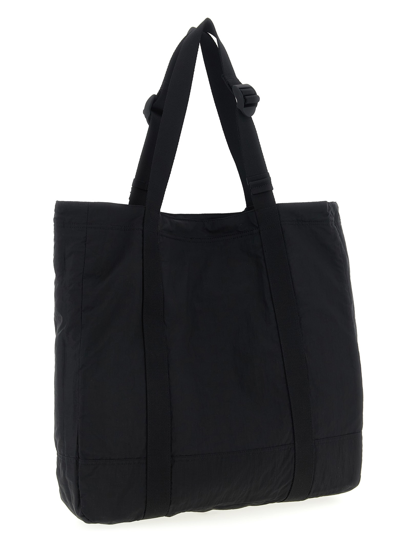 Stone Island Logo Patch Shopping Bag Tote Bag Black In Black