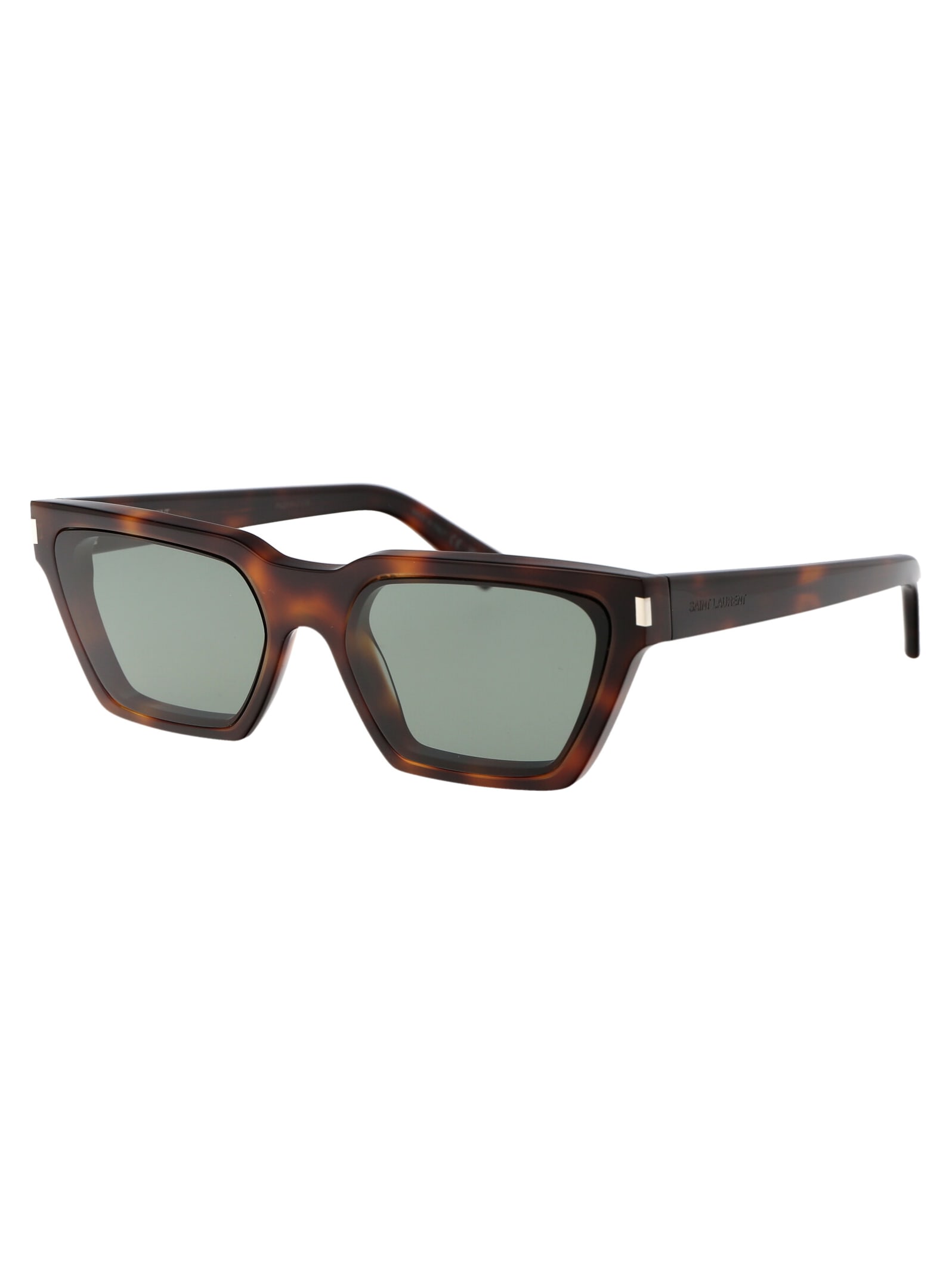 Saint Laurent Havana Havana Green Acetate Sunglasses In Green