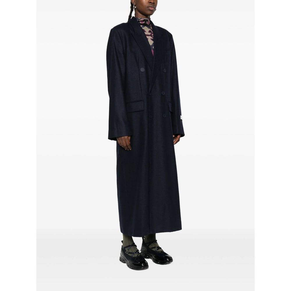 Fiorucci Wool-blend Double-breasted Coat In Blue