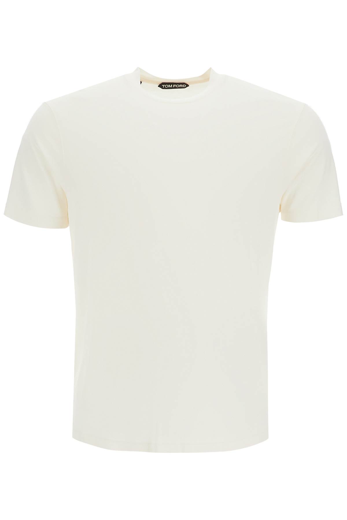 Shop Tom Ford Cottono And Lyocell T-shirt In Chalk (white)