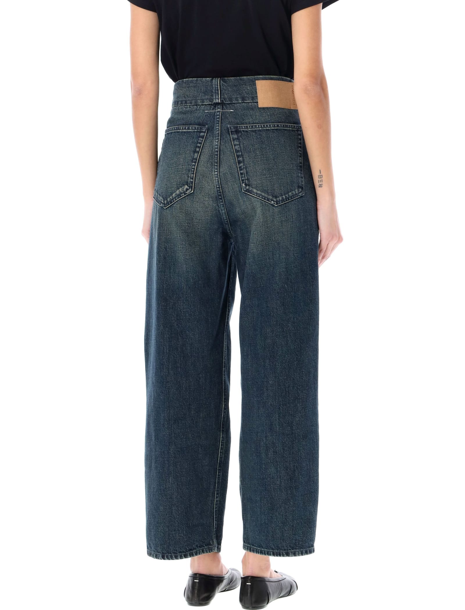 Shop Mm6 Maison Margiela Rihanna Cropped Jeans In Blue