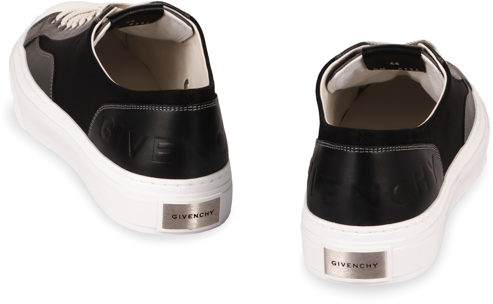 Shop Givenchy City Canvas And Leather Sneakers In Black