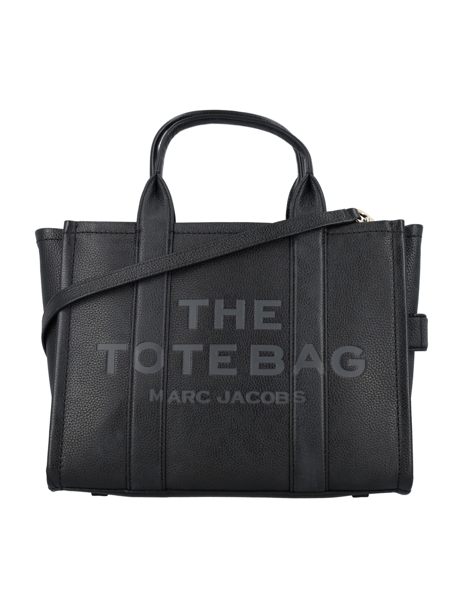 Marc Jacobs The Leather Medium Tote Bag In Black