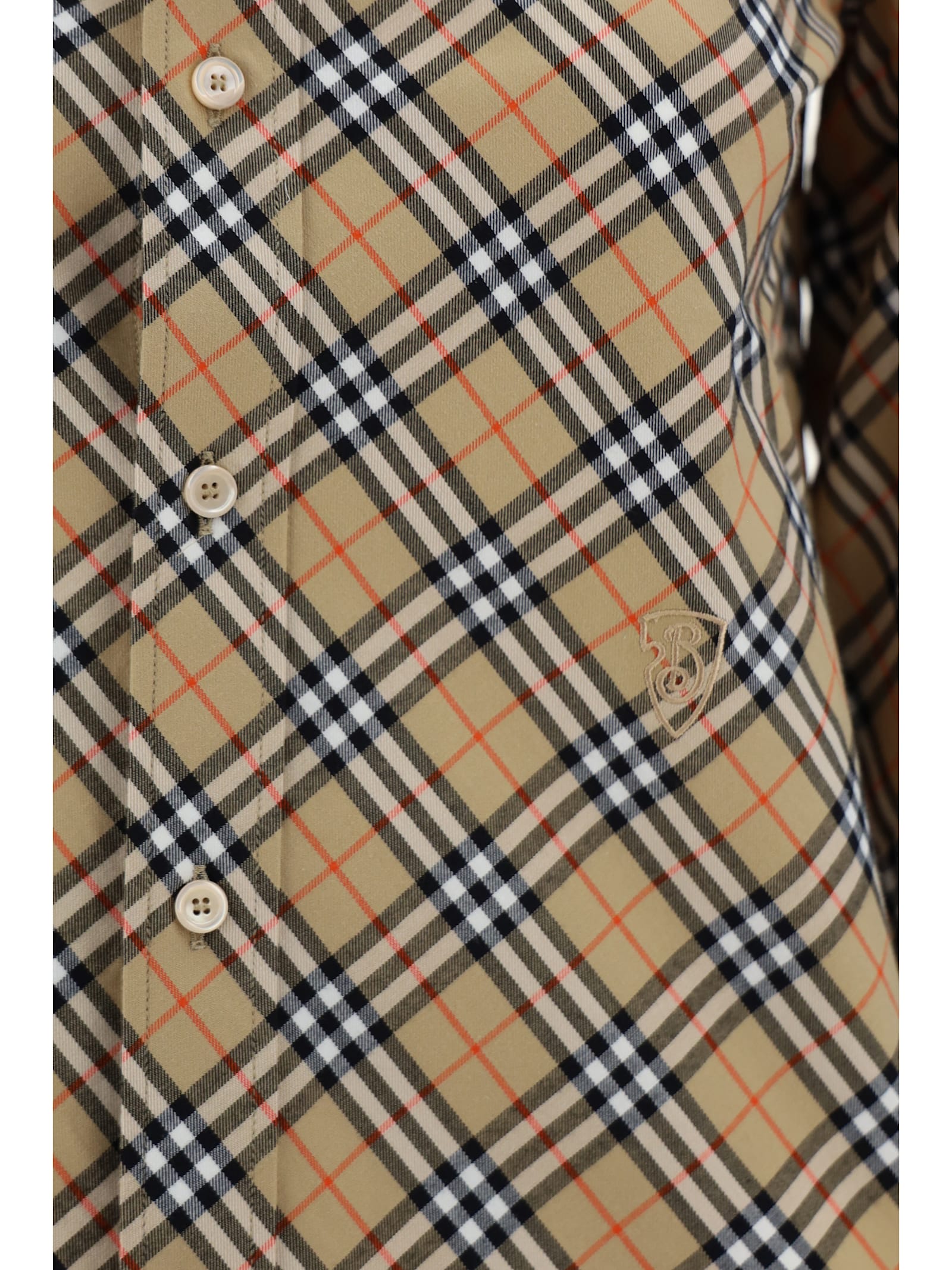 Shop Burberry Shirt In Sand Ip Check