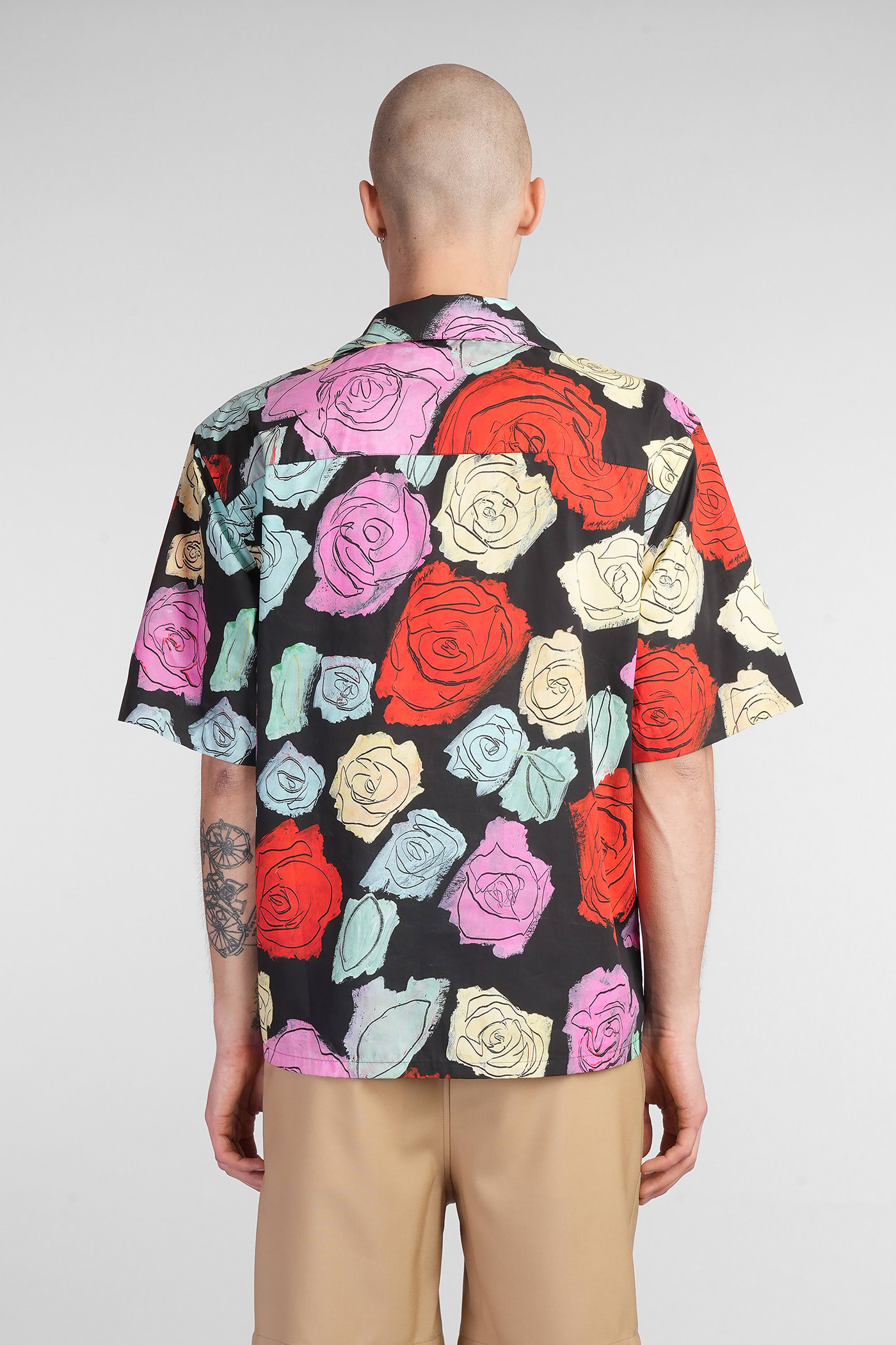 Marni Convertible-collar Floral-print Cotton-poplin Shirt In Black