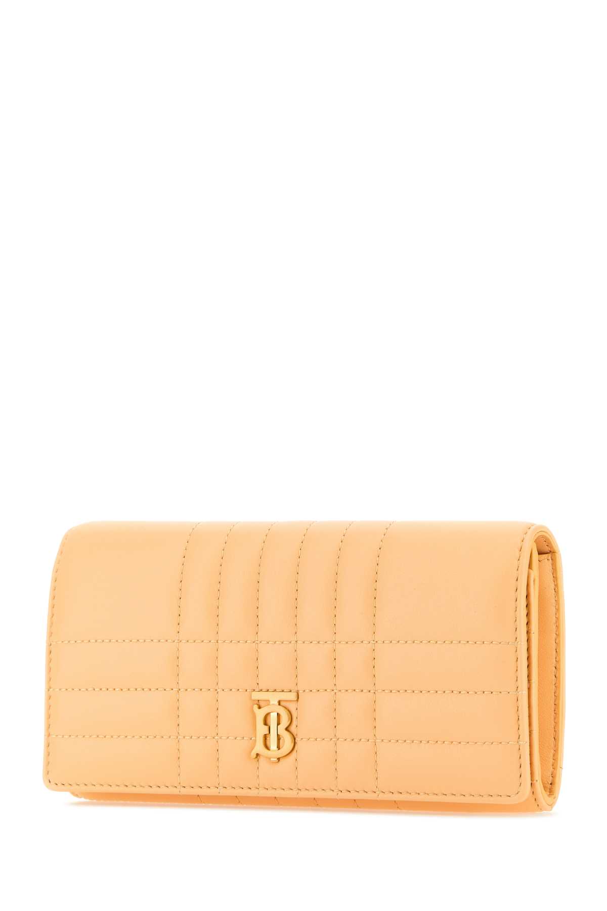 Shop Burberry Peach Leather Lola Wallet In Goldensand