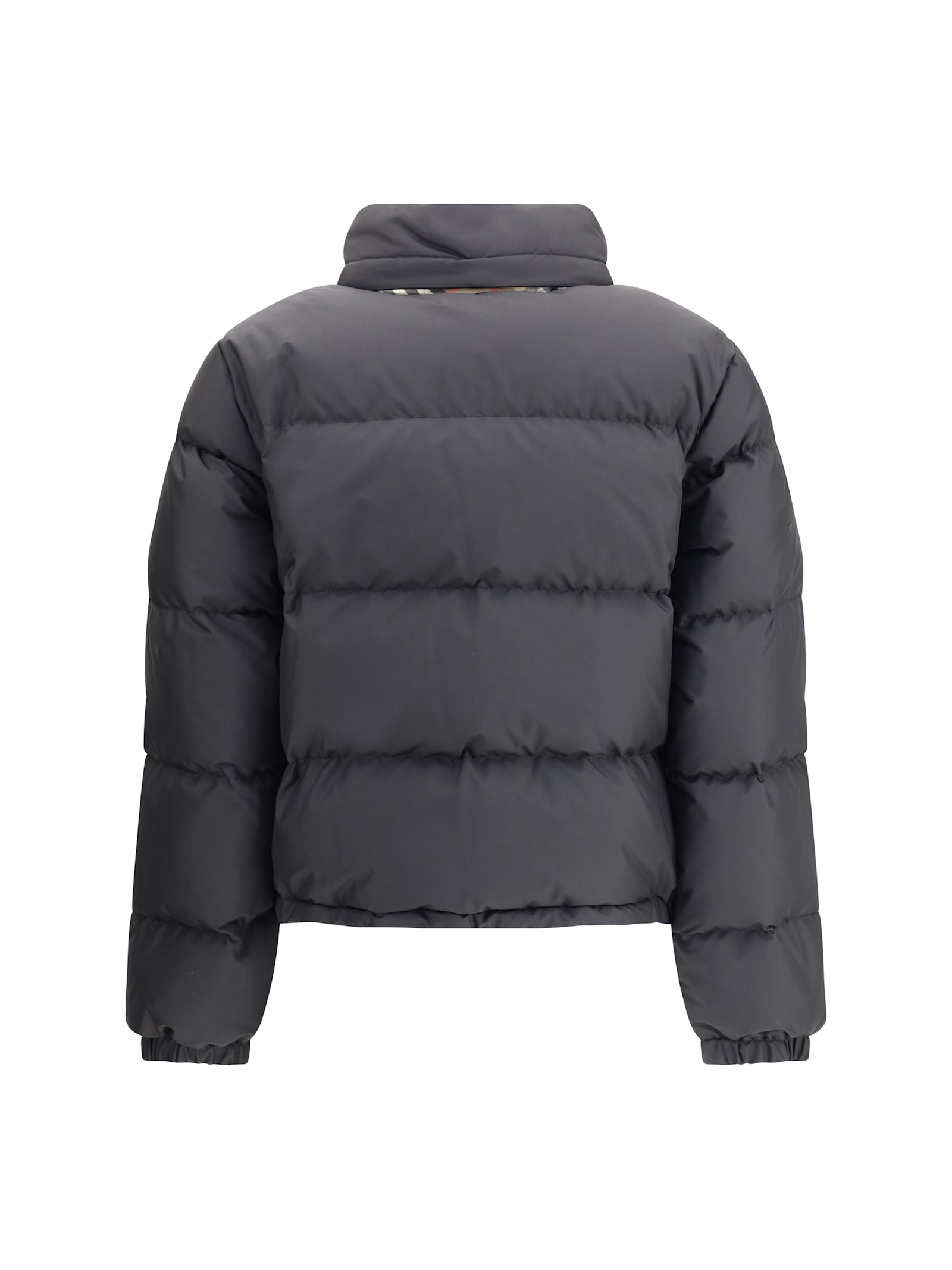 Burberry Black Polyester Down Jacket In Gray