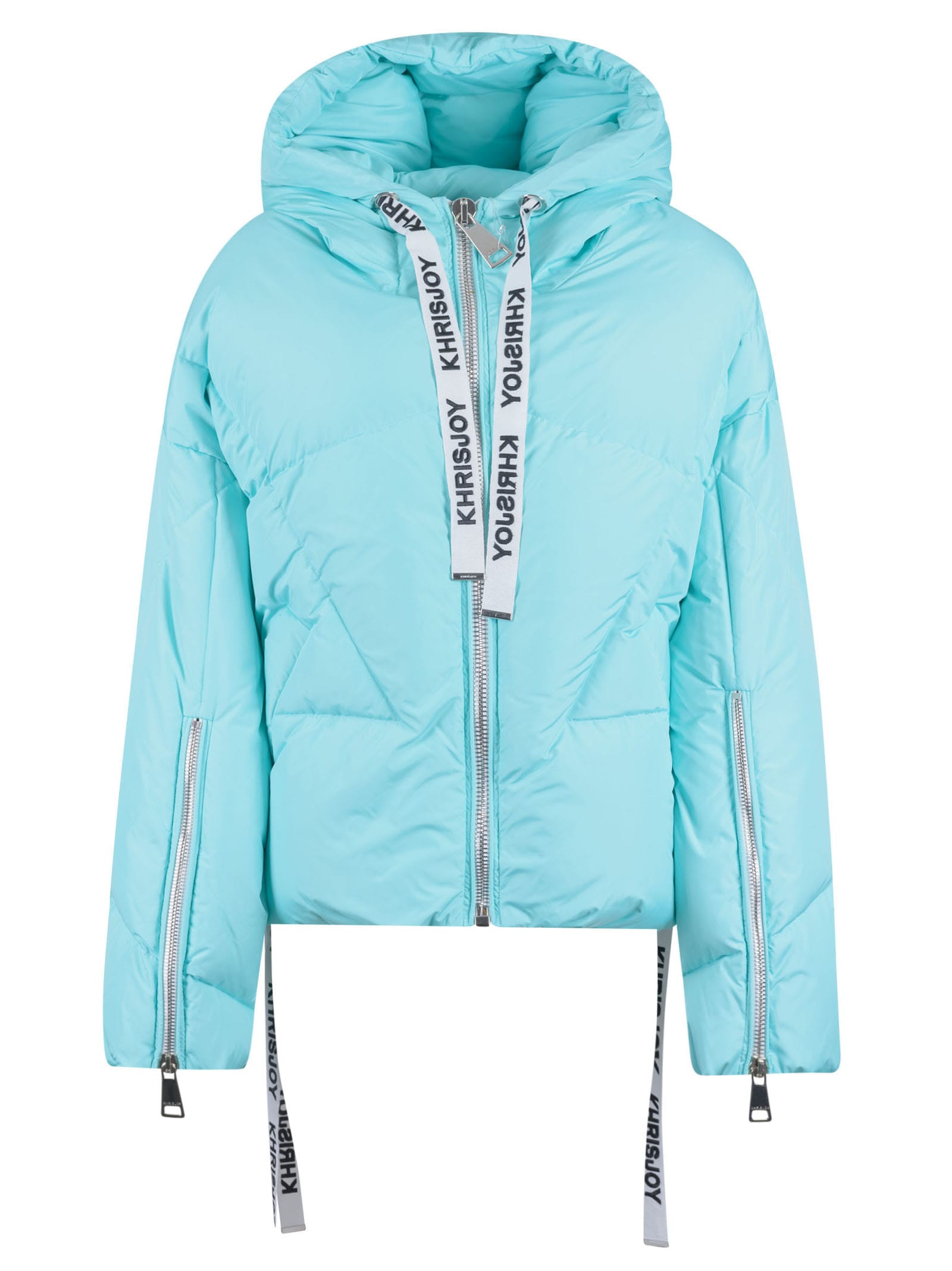 Khrisjoy Khris Iconic Hooded Down Jacket In Cyan