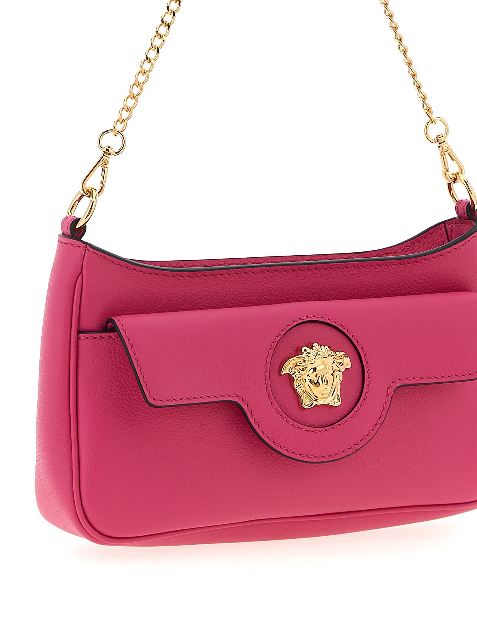 Versace La Medusa Calf-leather Crossbody Bag In Pink