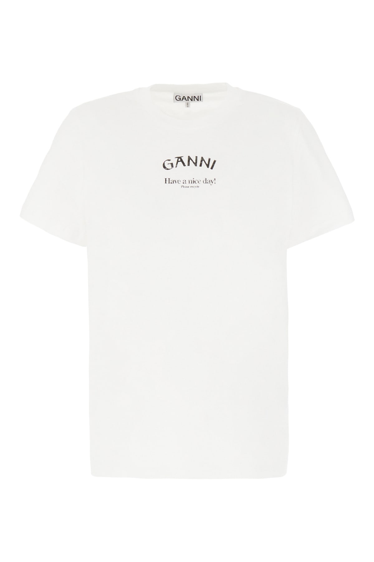 Ganni White Cotton T-shirt In 151