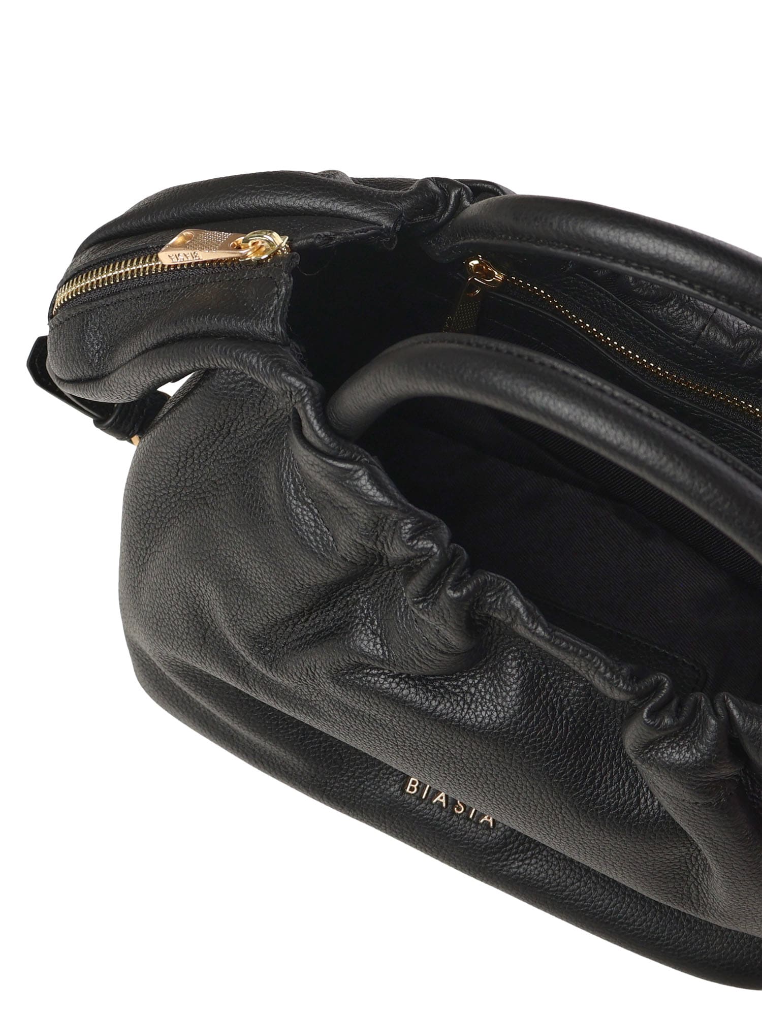 Biasia Leather Bag With Logo In Black