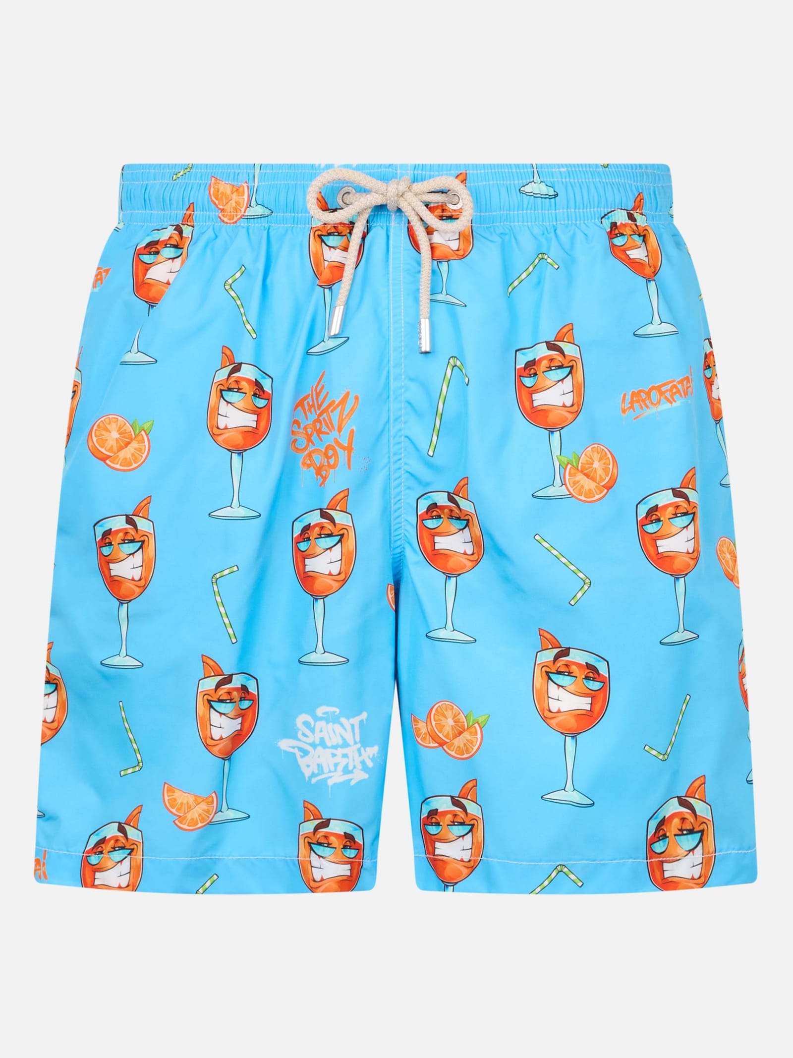 MC2 SAINT BARTH MAN LIGHTWEIGHT FABRIC SWIM-SHORTS LIGHTING WITH CRYPTOPUPPETS PRINT CRYPTOPUPPETS SPECIAL EDITION