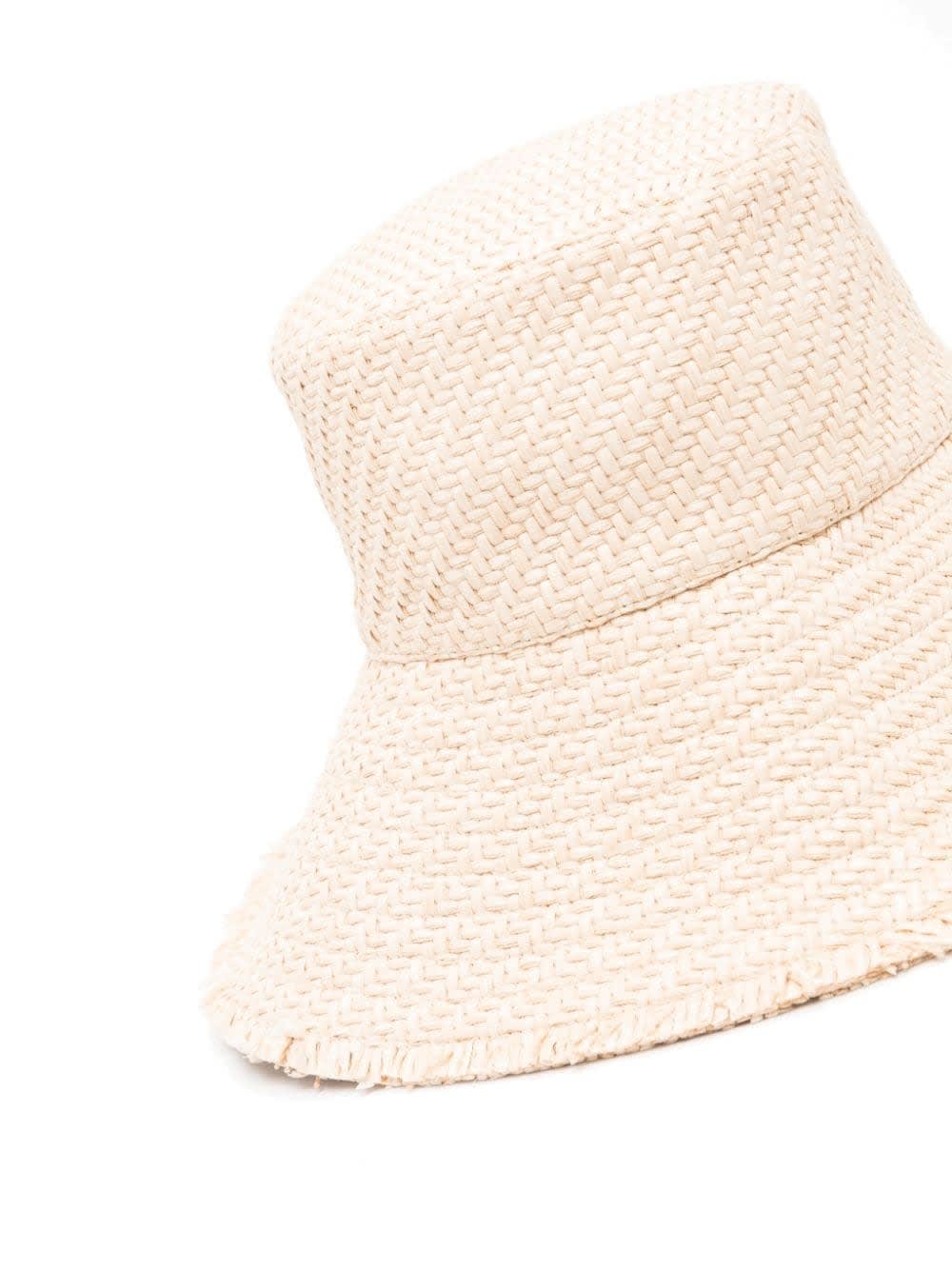 Shop Moncler Raffia Bucket Hat With Logo In Brown