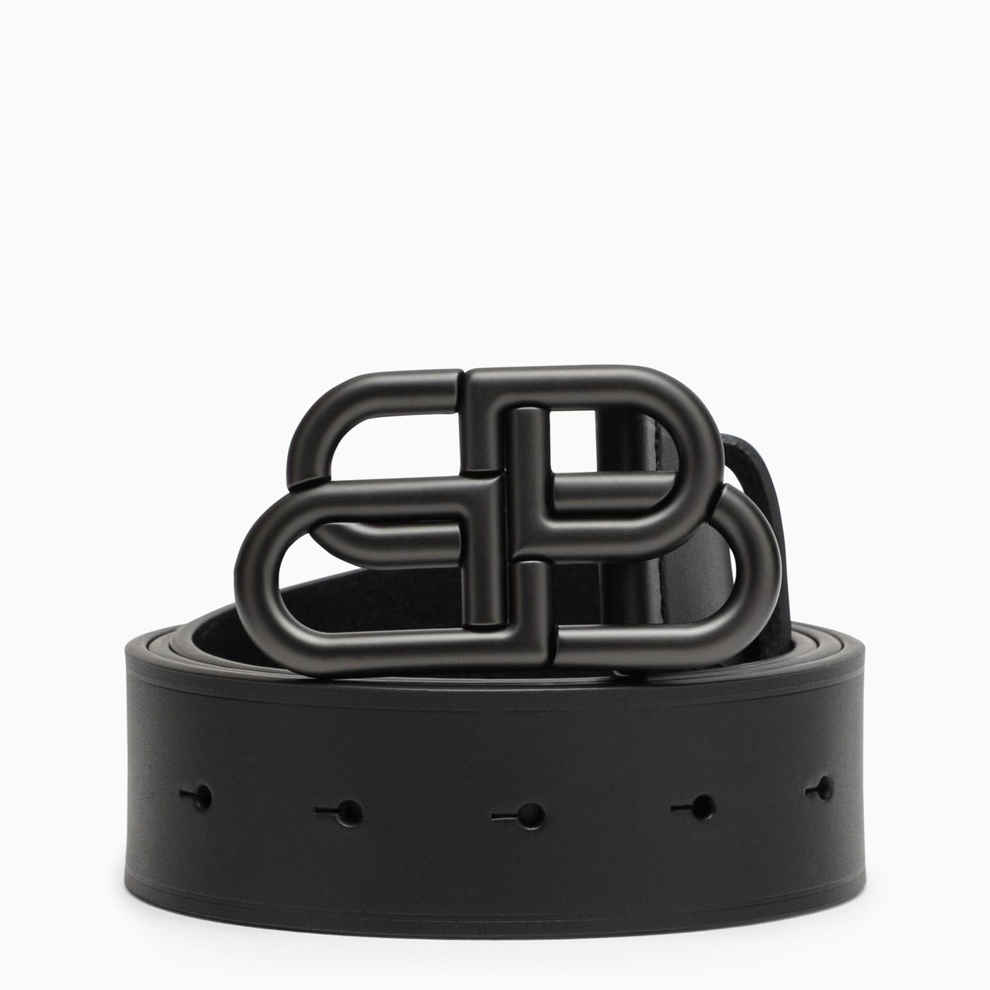 Shop Balenciaga Black Leather Bb Belt