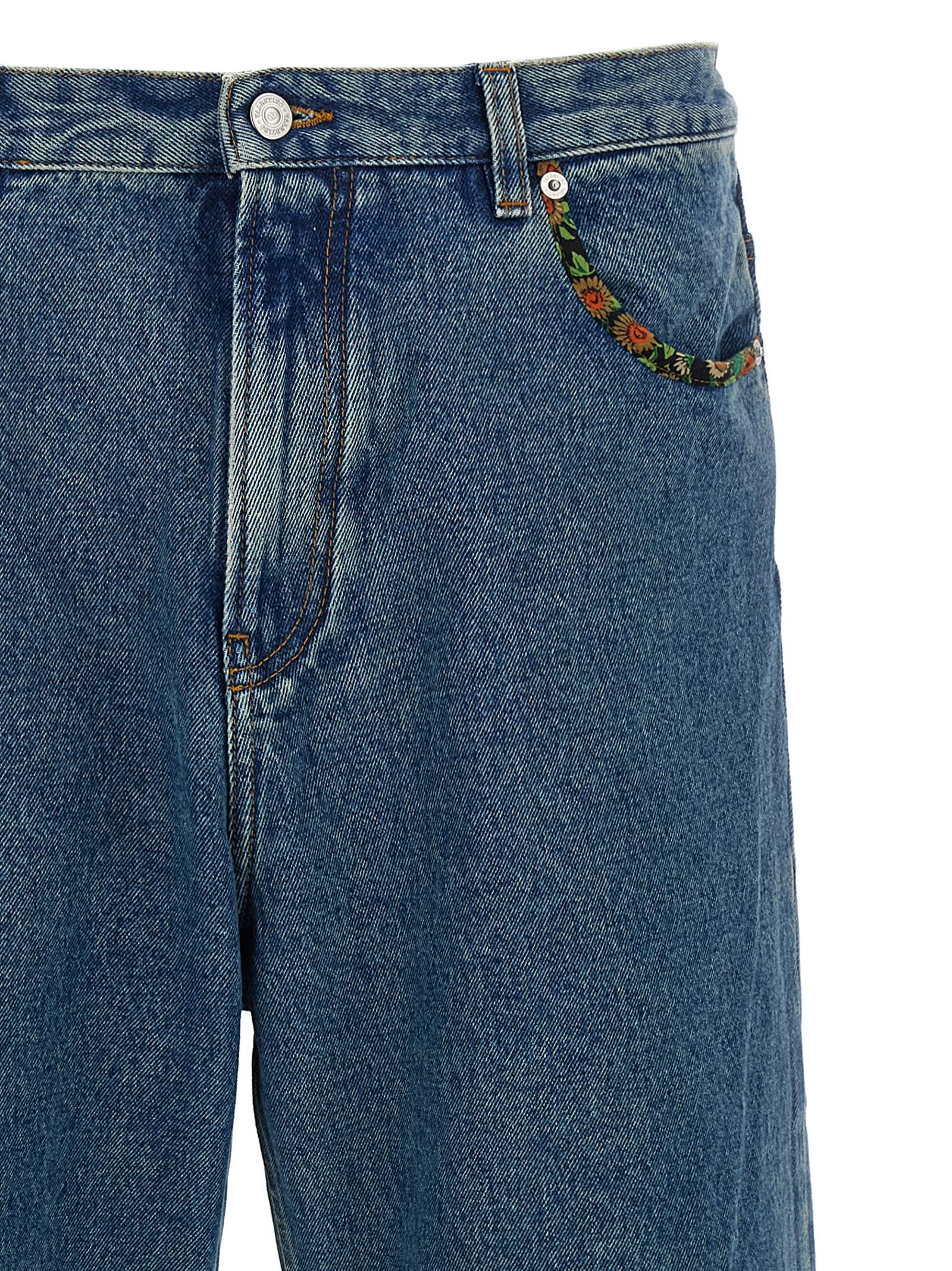 Valentino Denim Jeans With Back Patch Pockets In Blue