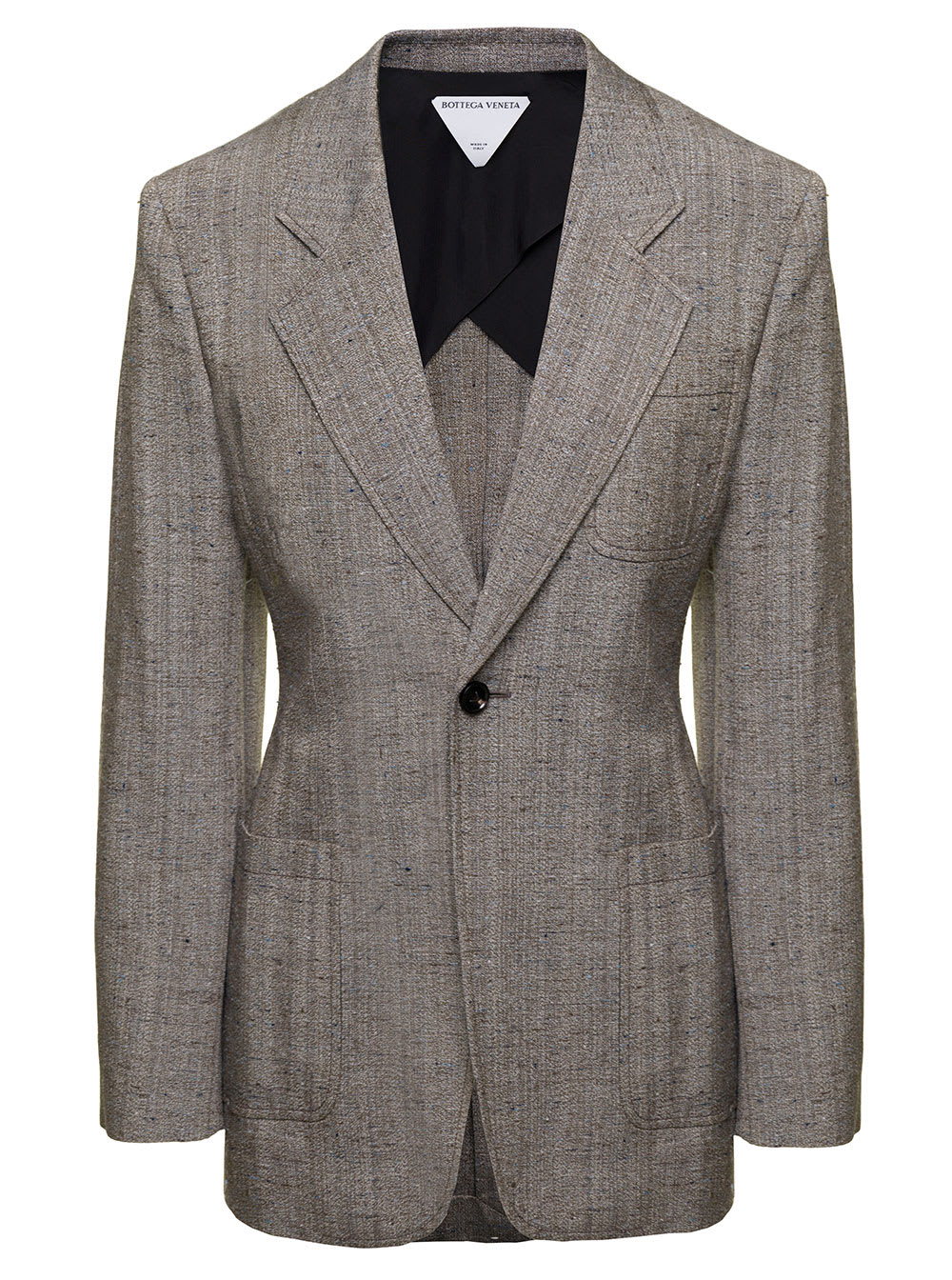 Bottega Veneta Grey Single-breasted Slim-fitted Jacket With Single Button In Viscose Blend Woman