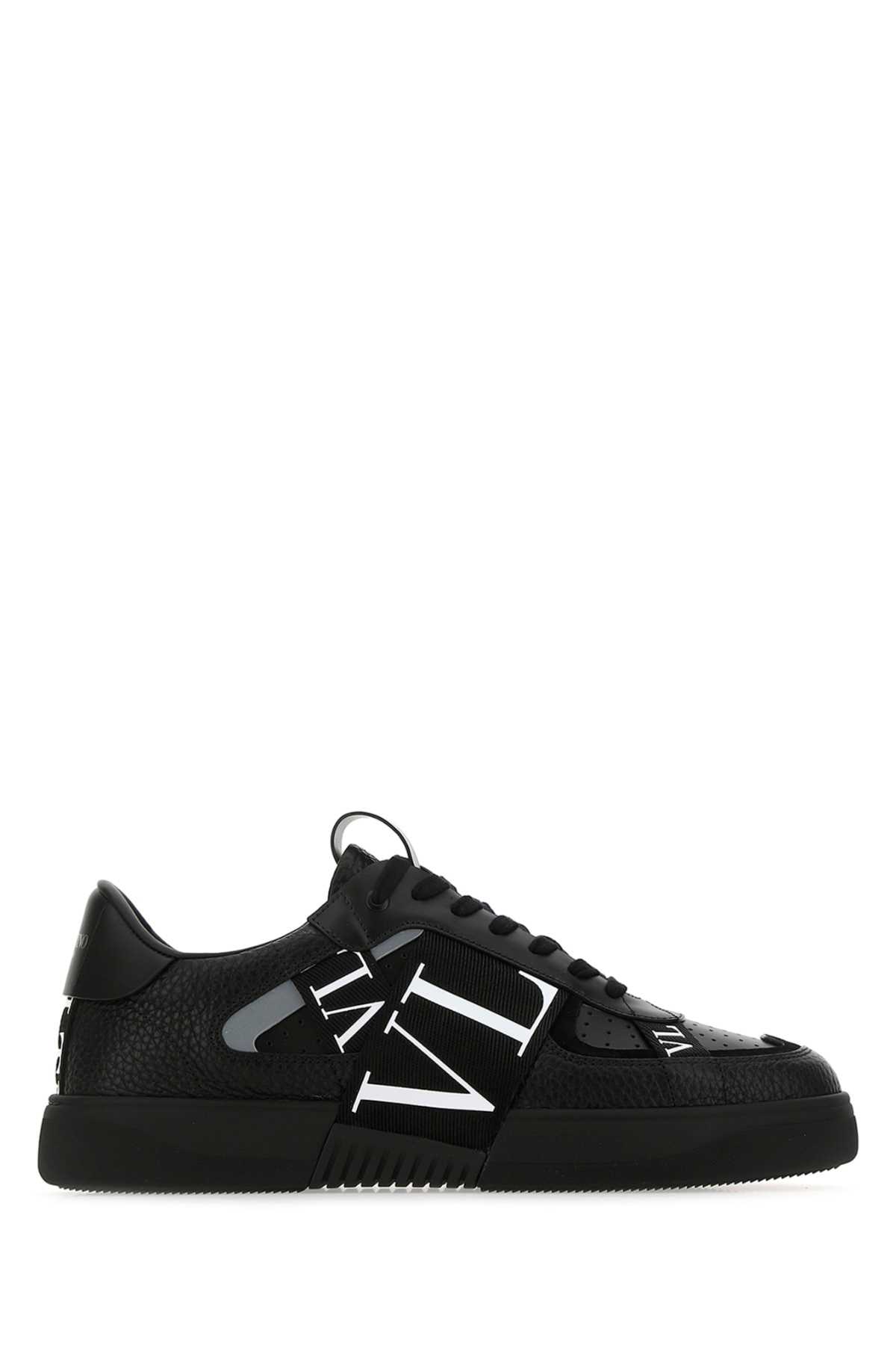 Shop Valentino Black Leather Vl7n Sneakers In Nero