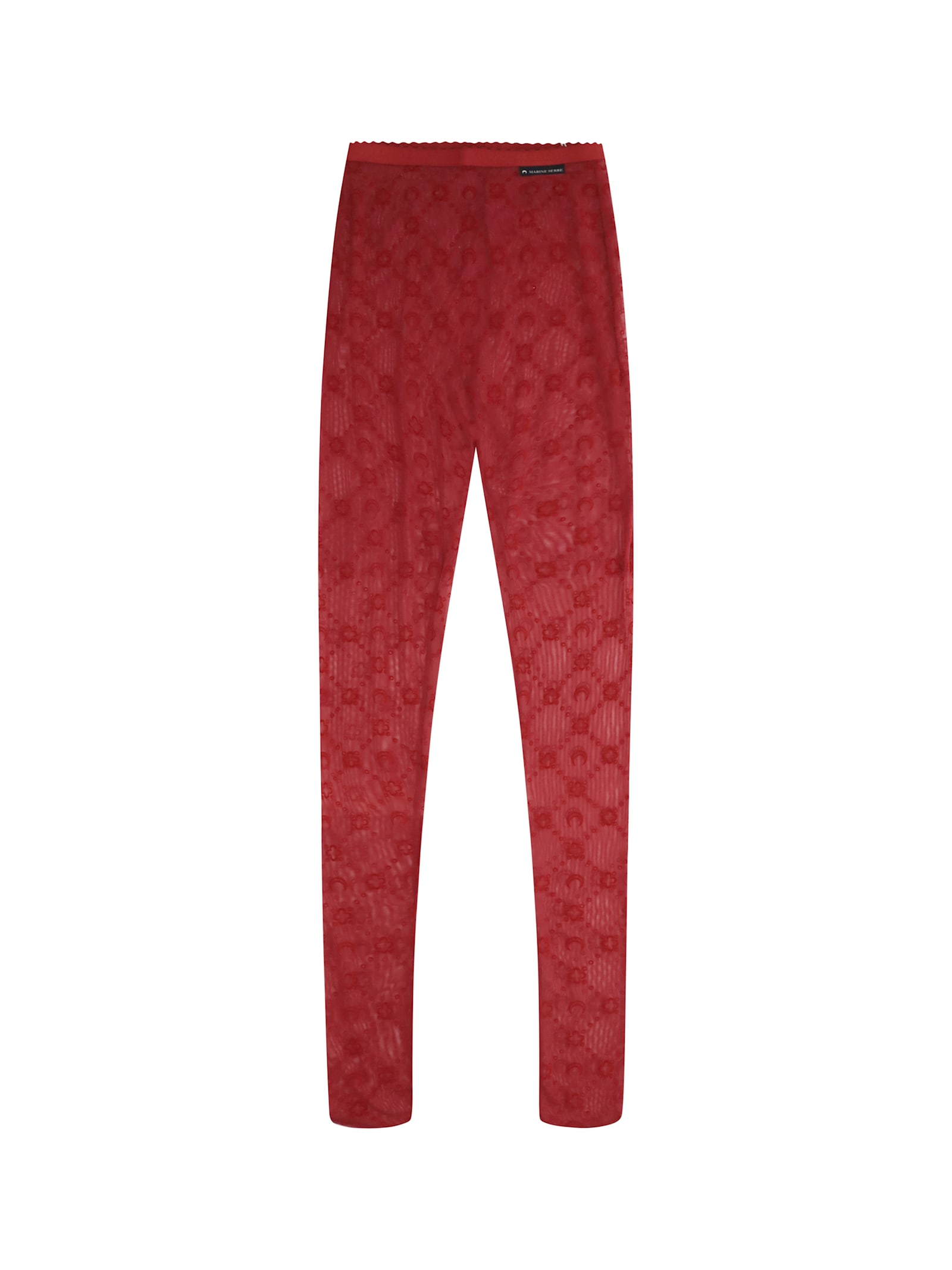 Marine Serre Recycled Mesh Flocked Tights In Red