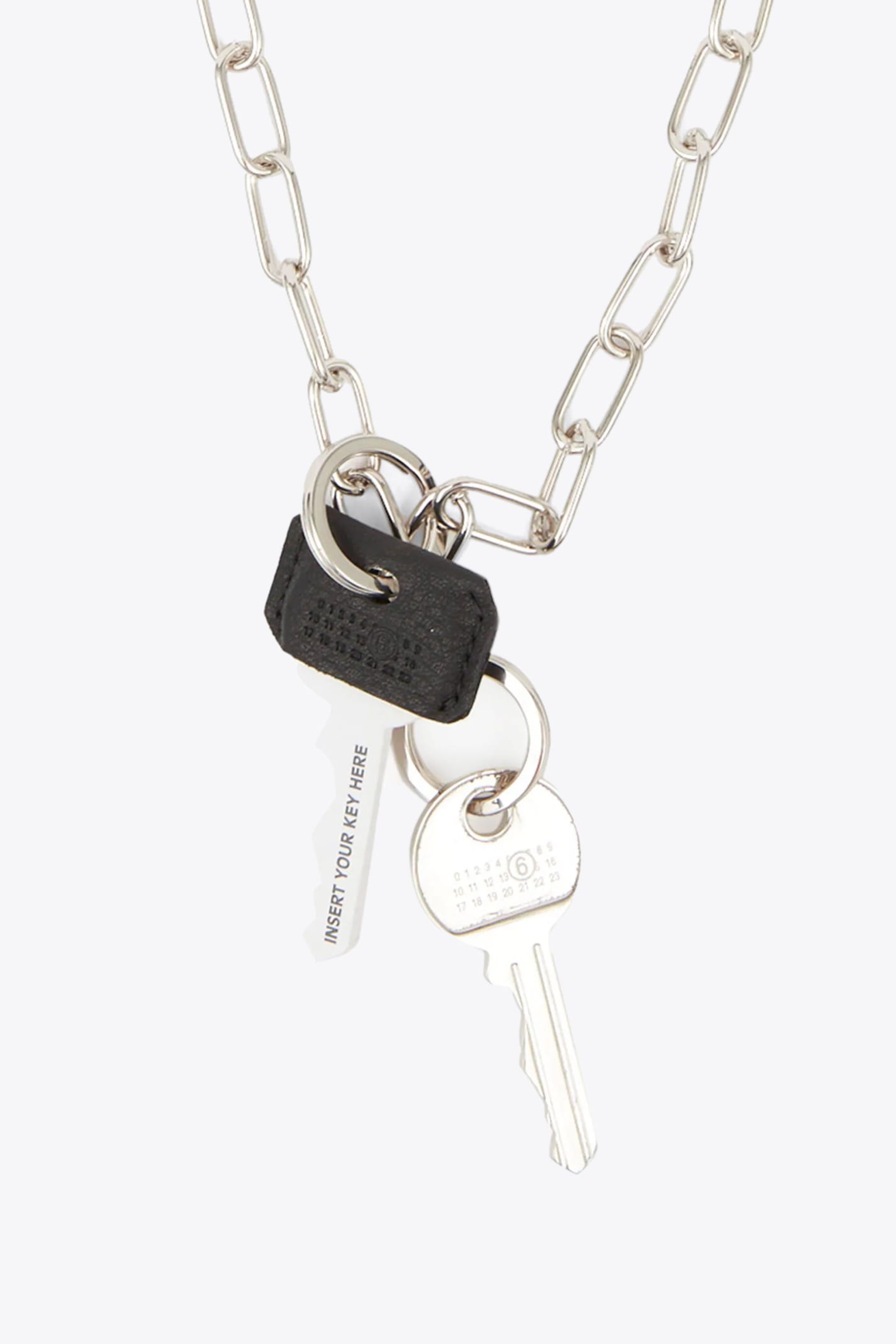 Shop Mm6 Maison Margiela Collana Silver Metal Chain Necklace With Keys In Argento