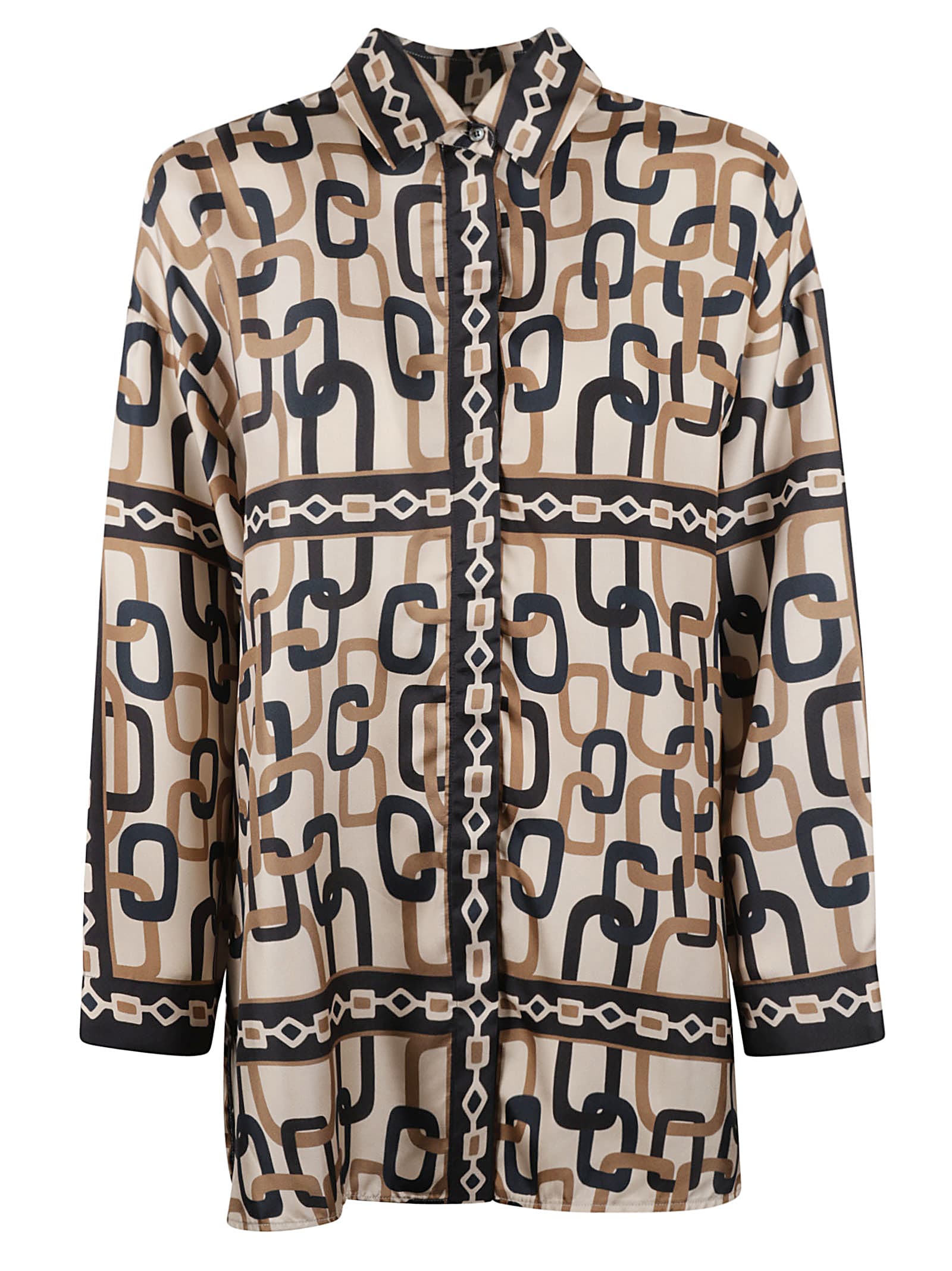 Shop Max Mara The Cube Adria Shirt In Panna/beige/blue