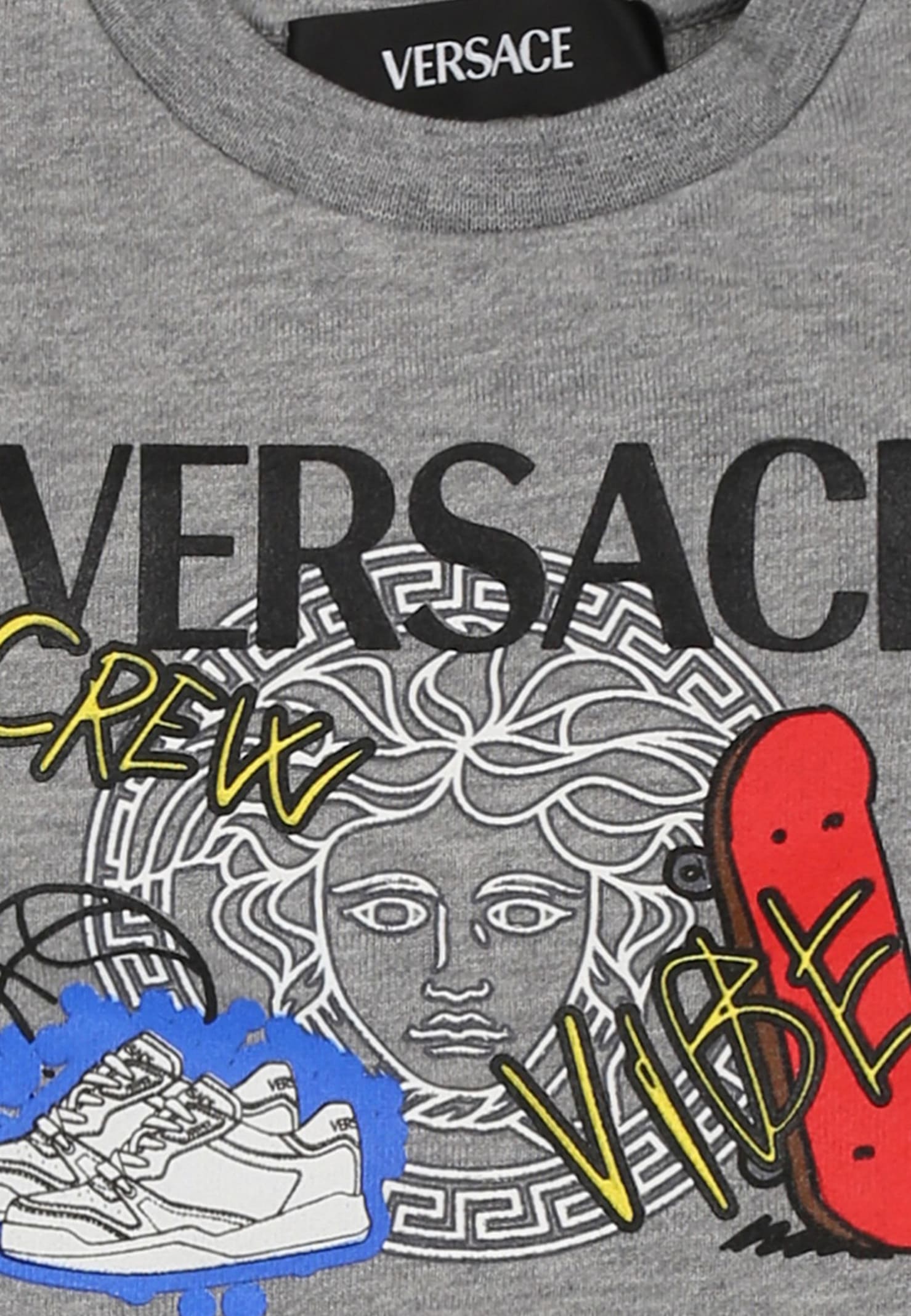 Shop Versace Grey Sweatshirt For Baby Boy With Logo