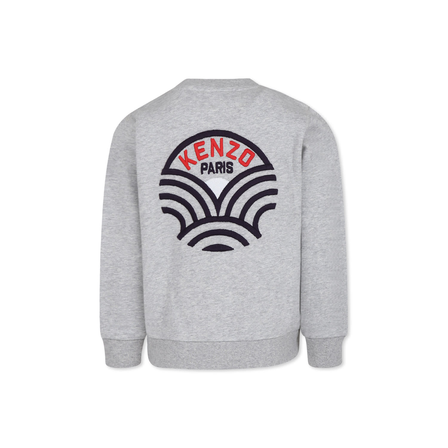 Kenzo Grey Sweatshirt For Boy With Seigaiha Embrodery In Grey