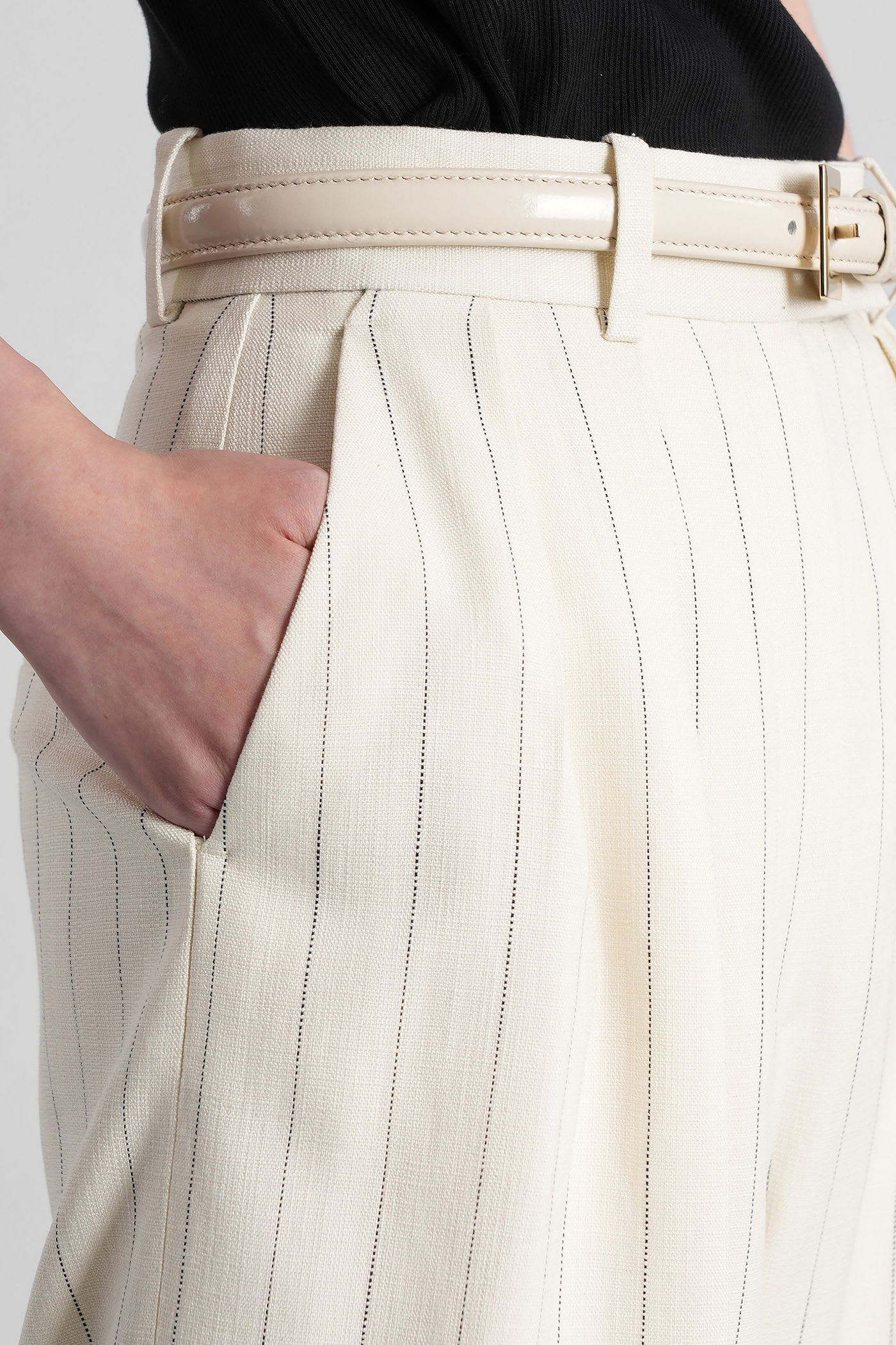 Anine Bing Lou Pants In Beige Viscose In White