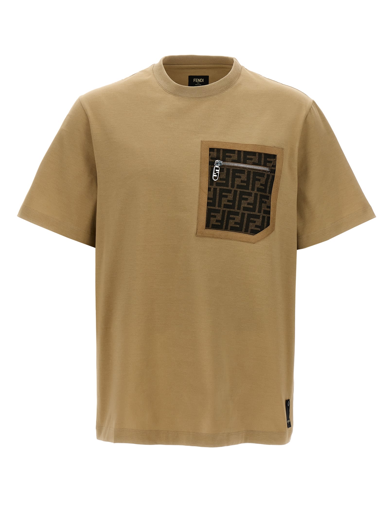 Shop Fendi Ff T-shirt In Beige