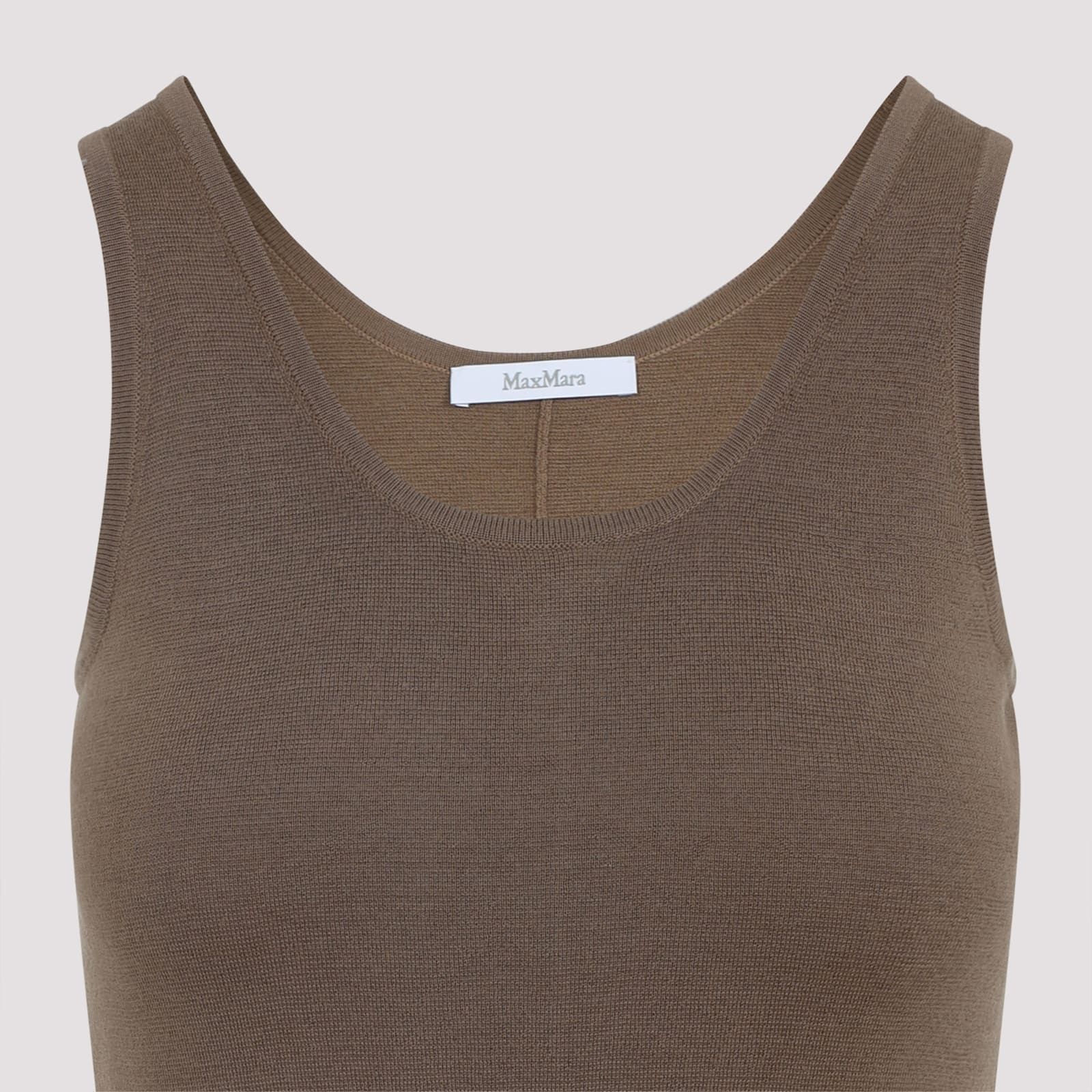 Max Mara Nut Brown Virgin Wool Aceri Knit Long Dress In Green