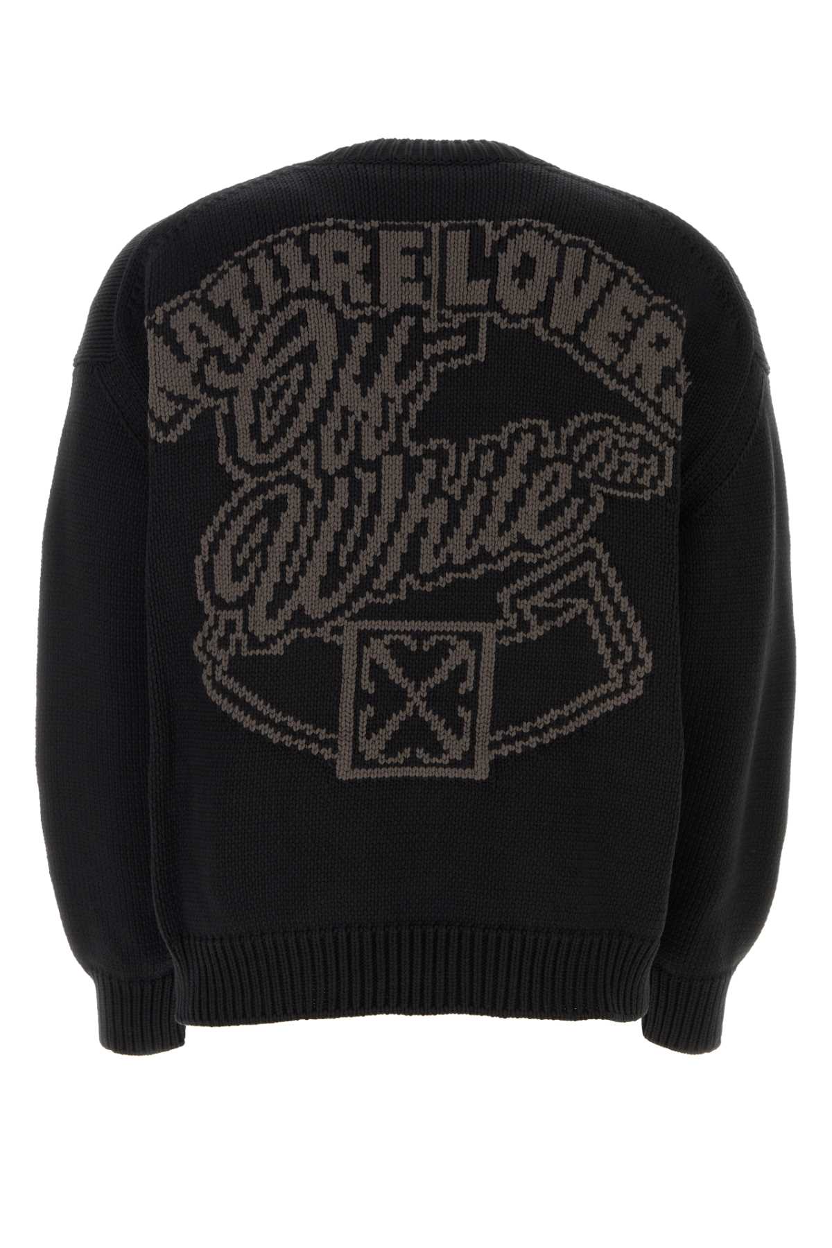 Off-white Black Cotton Blend Oversize Sweater In 1009