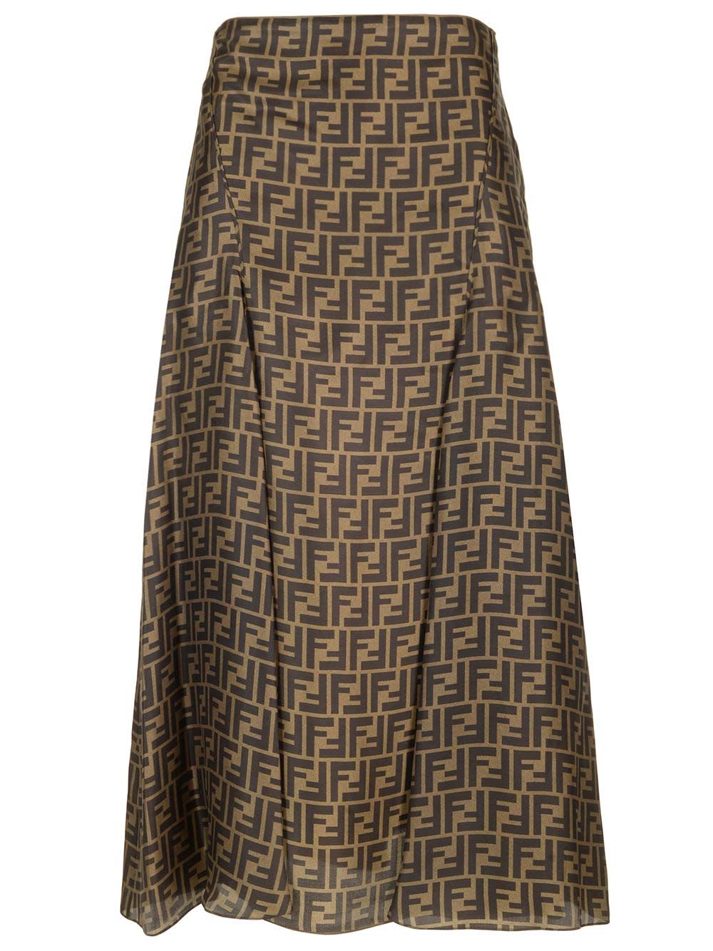 Brown Ff Twill Skirt