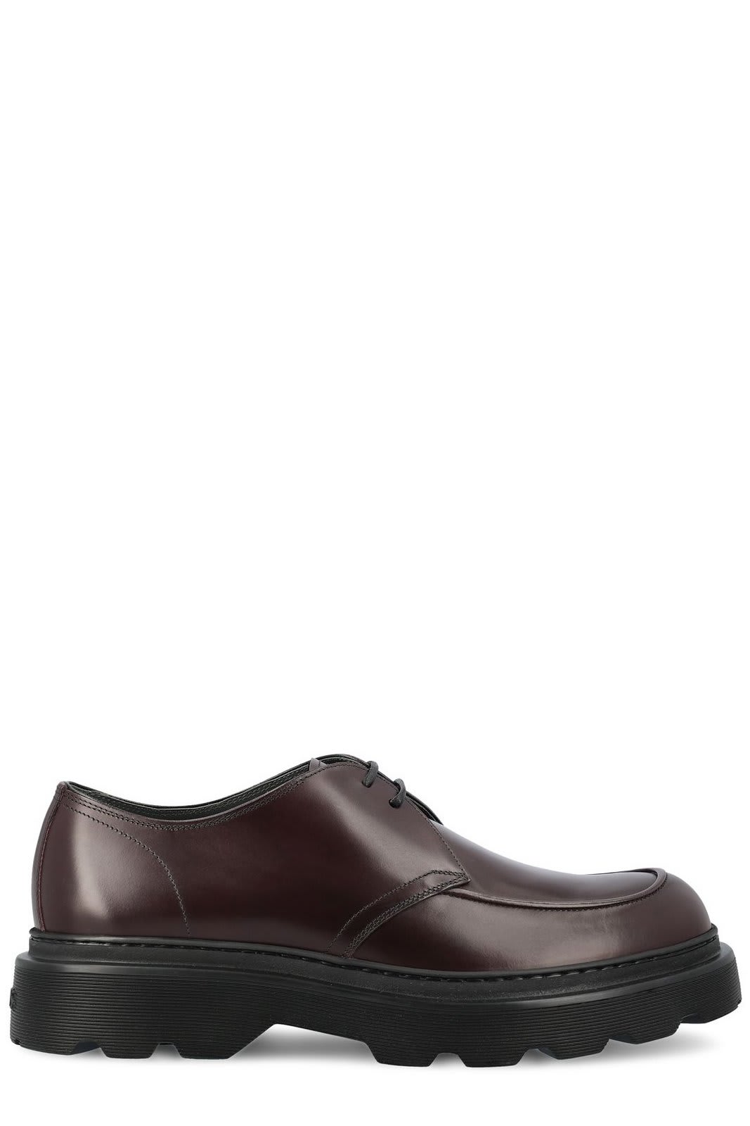 Shop Tod's Round Toe Lace-up Derby Shoes In Madera