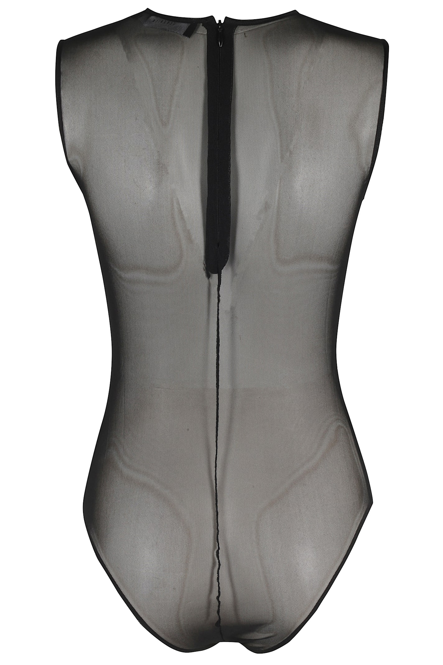 Federica Tosi Gathered-detail Mesh Bodysuit In Black