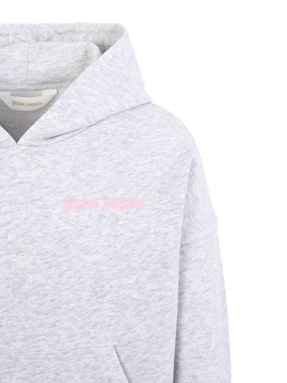 Palm Angels Kids Top With Embroidered Logo And Hood In Gray