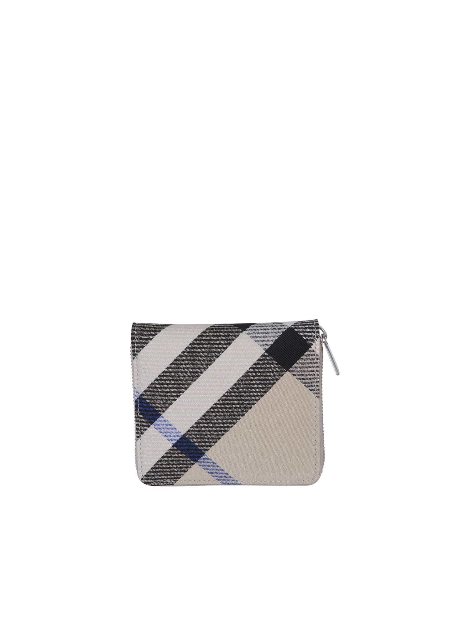 Shop Burberry Ivory Check Zip Wallet In White