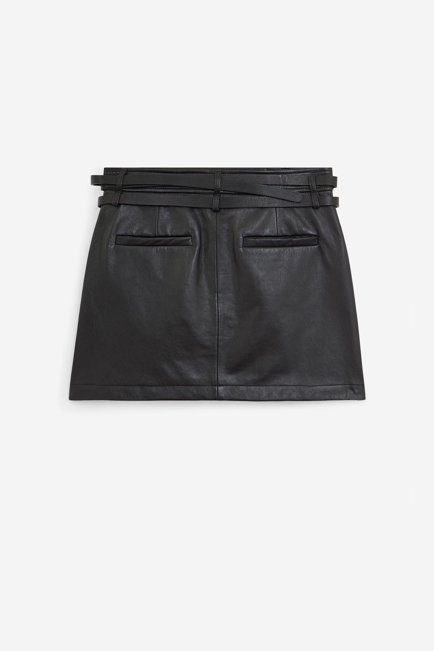 Sportmax Belted Leather Mini Skirt In Black