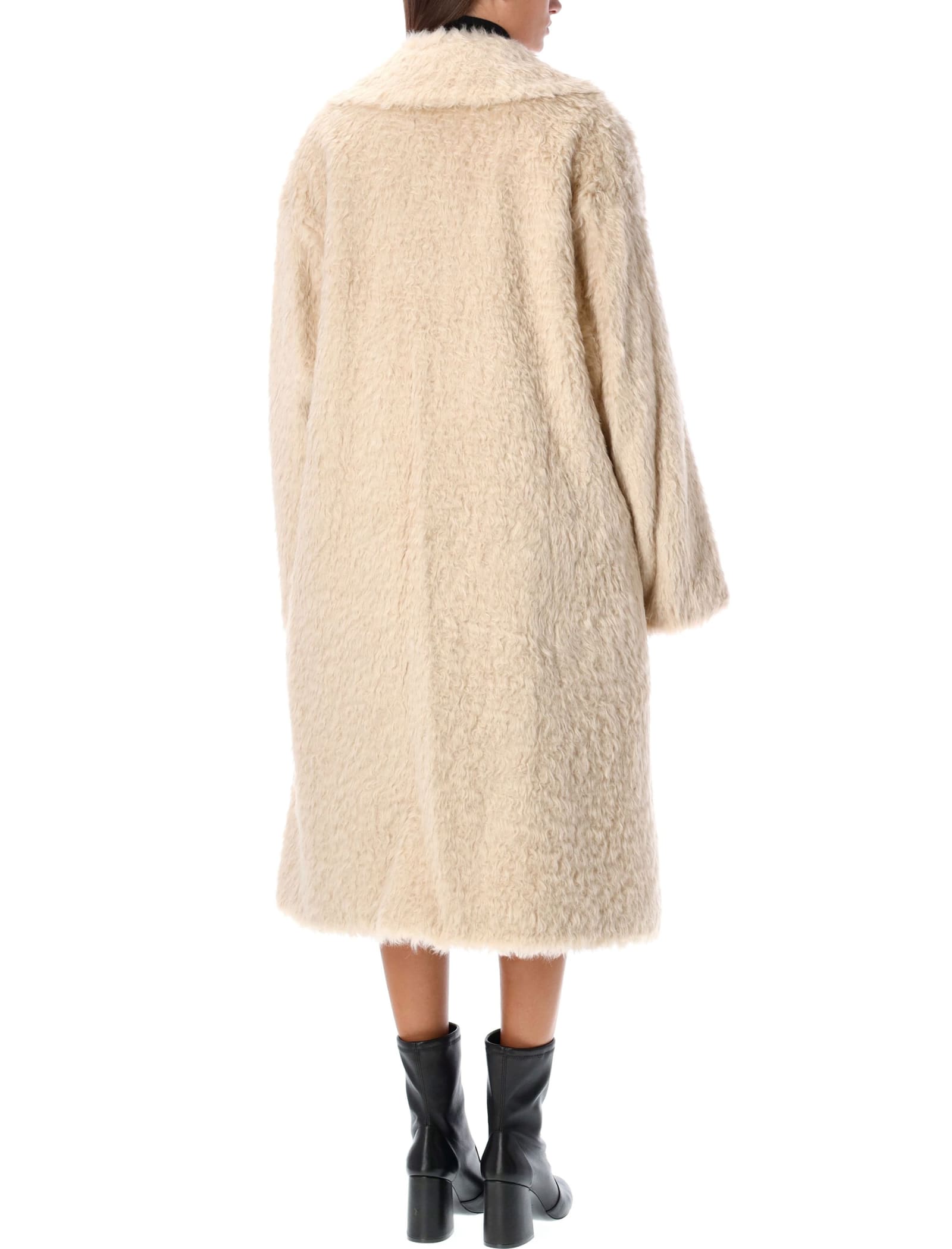 Shop Stand Studio Nicole Faux-fur Coat In Cream