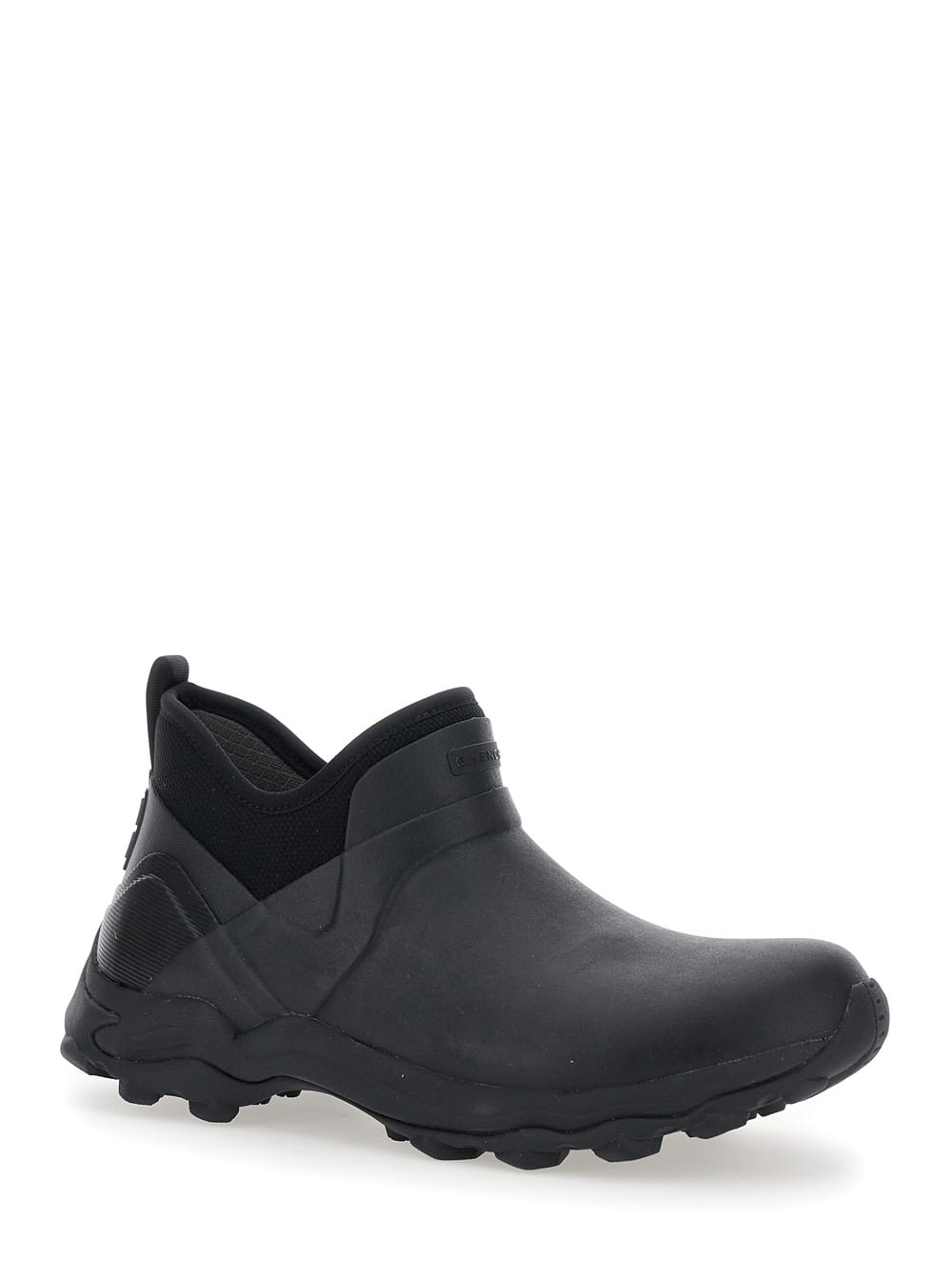 Shop Givenchy Black Ankle Boots With 4g Motif In Rubber And Fabric Man