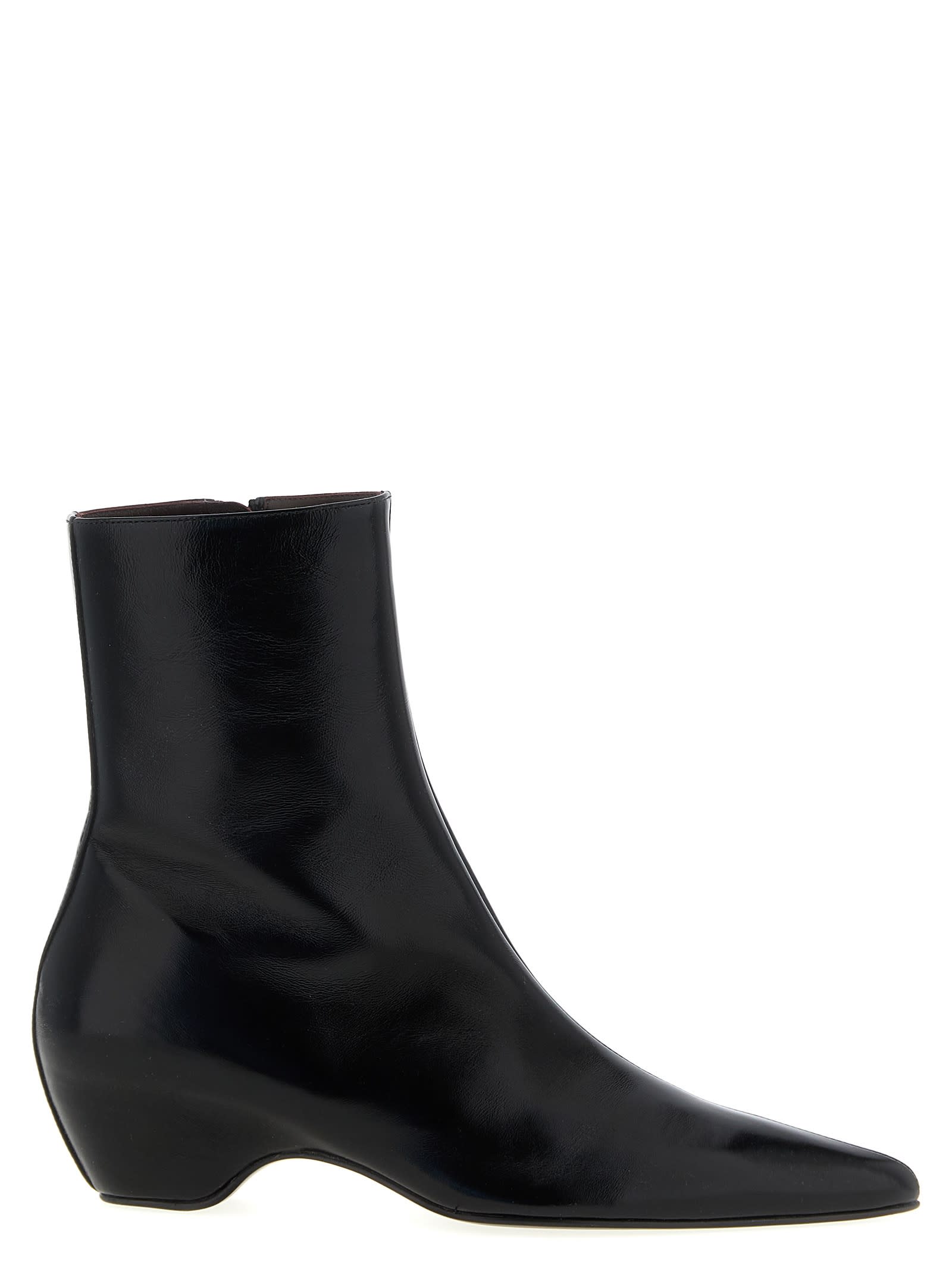 Khaite Arizona Pointed-toe Calf Leather Ankle Boots In Black