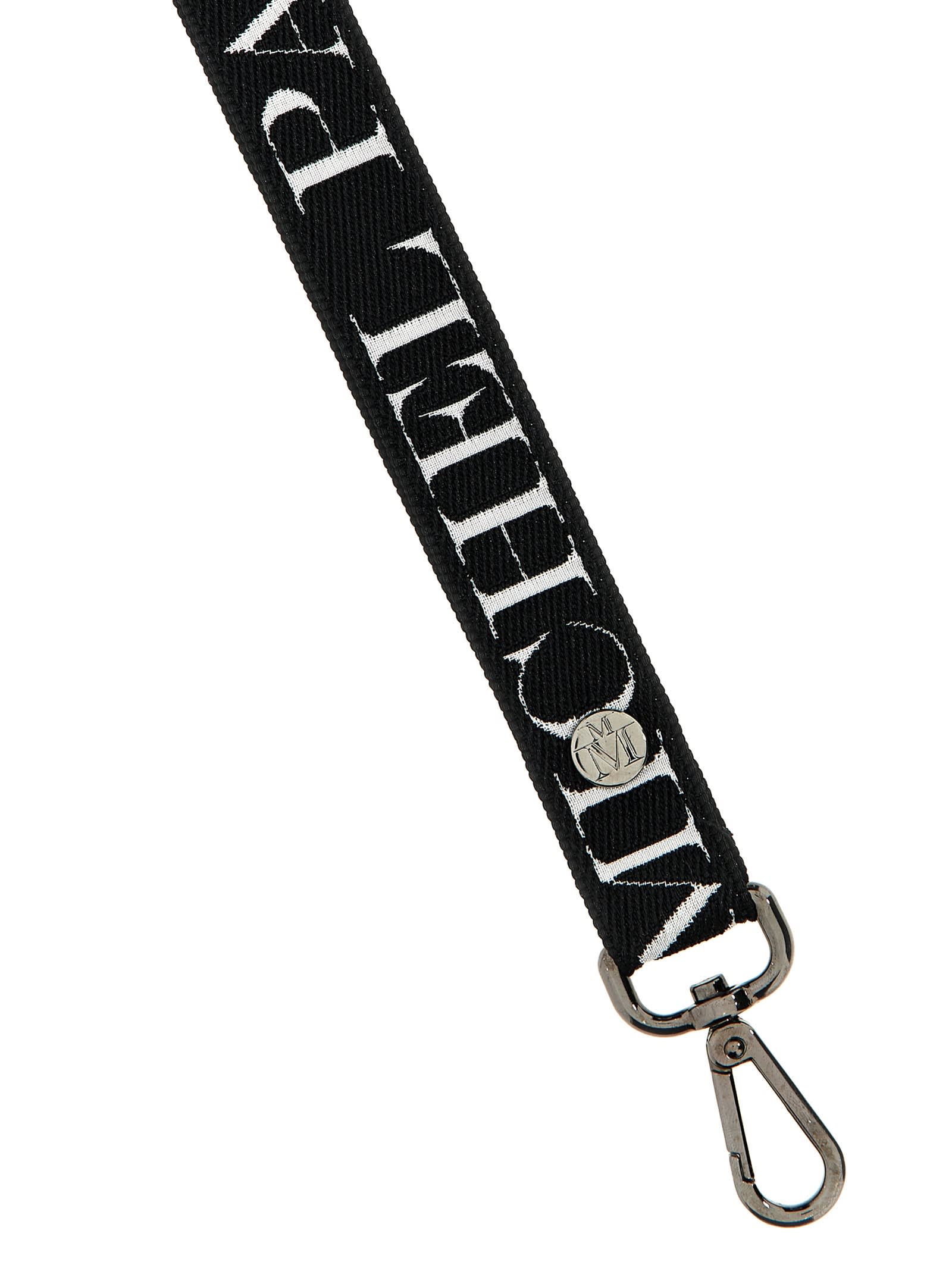Maison Michel Logo-print Shoulder Strap In White/black
