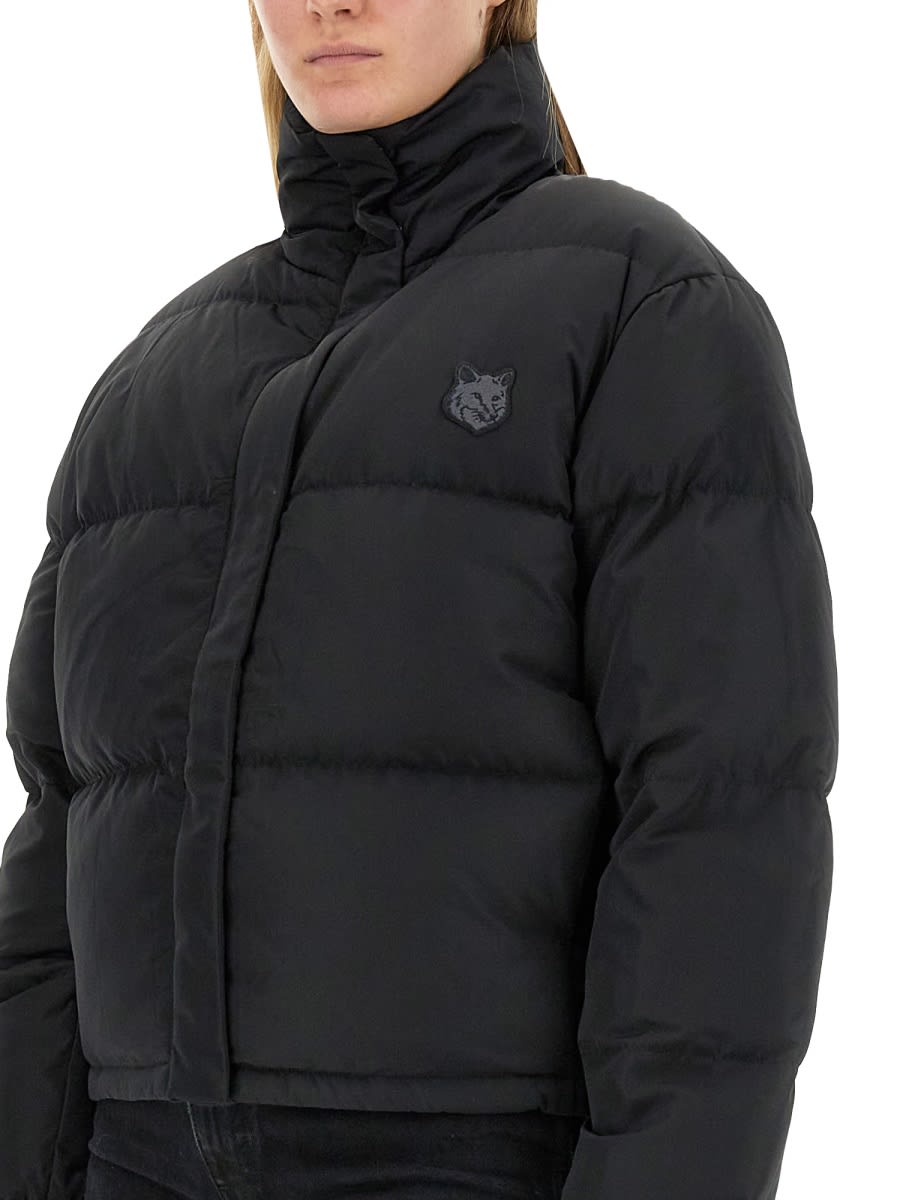 Shop Maison Kitsuné Cropped Puffer Jacket In Black