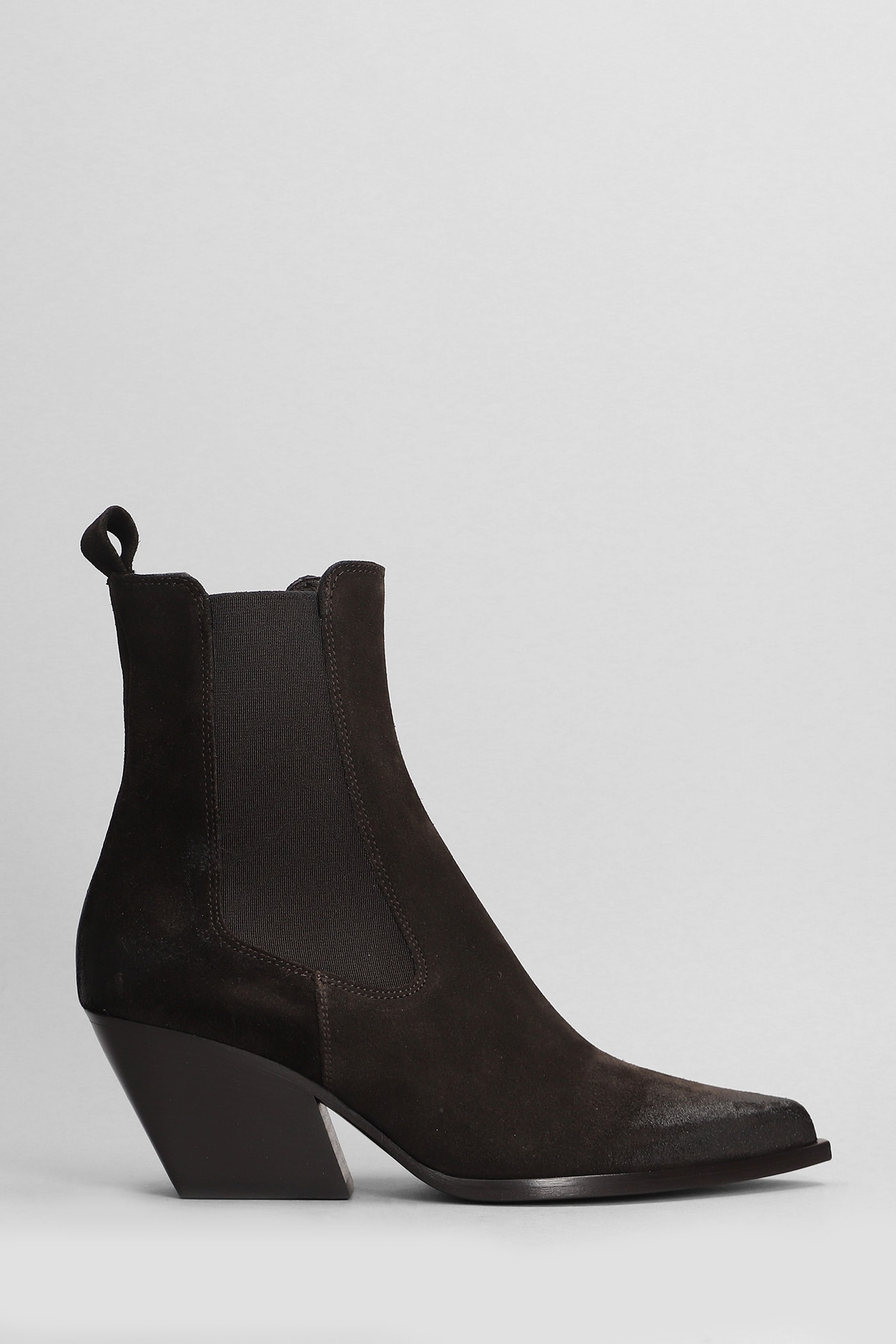 Shop Elena Iachi Texan Ankle Boots In Brown Suede