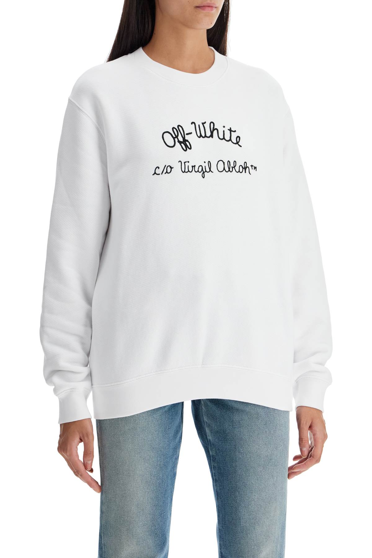 Shop Off-white Crewneck Sweatshirt With In White - Black (white)