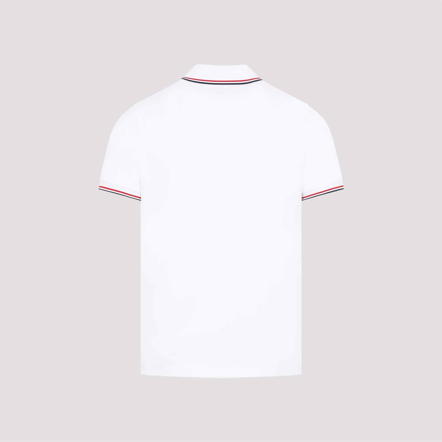Moncler Classic White Cotton Polo With Signature Tri-color Trim