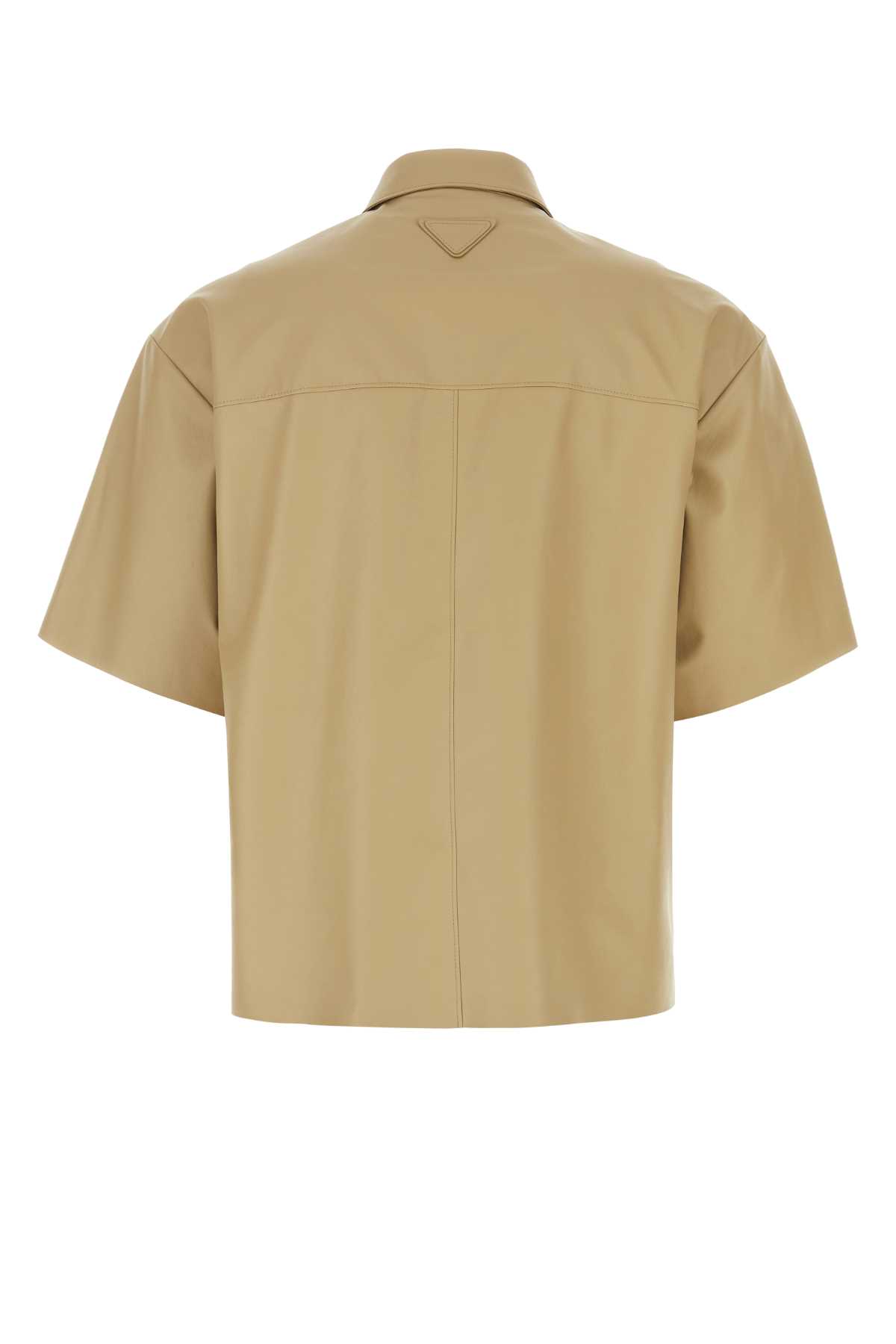 Prada Beige Leather Shirt In Kaki