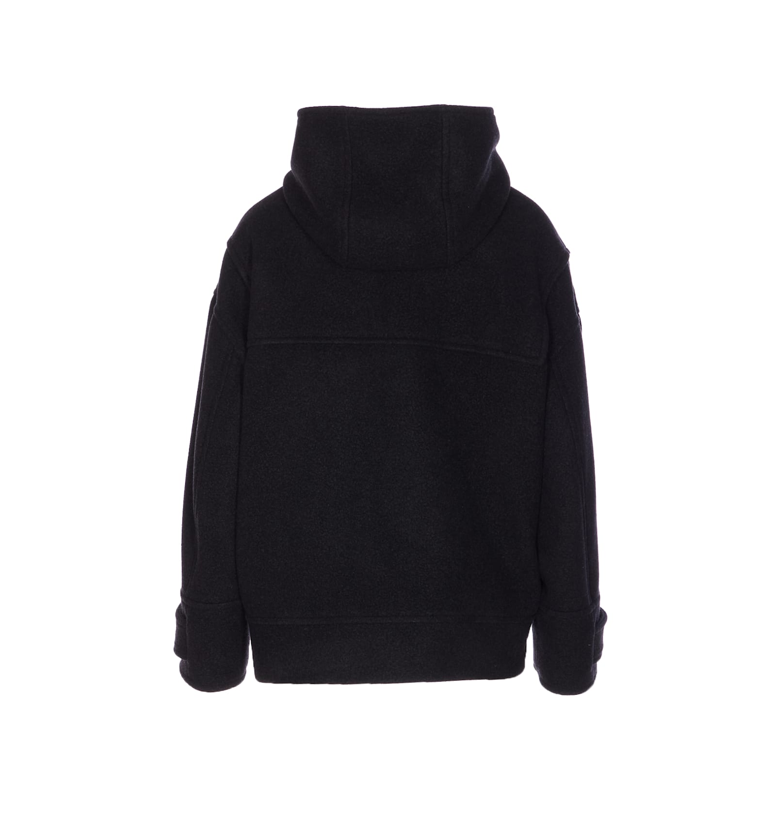 Circolo 1901 Hooded Wool Blend Jacket And Pockets In Black