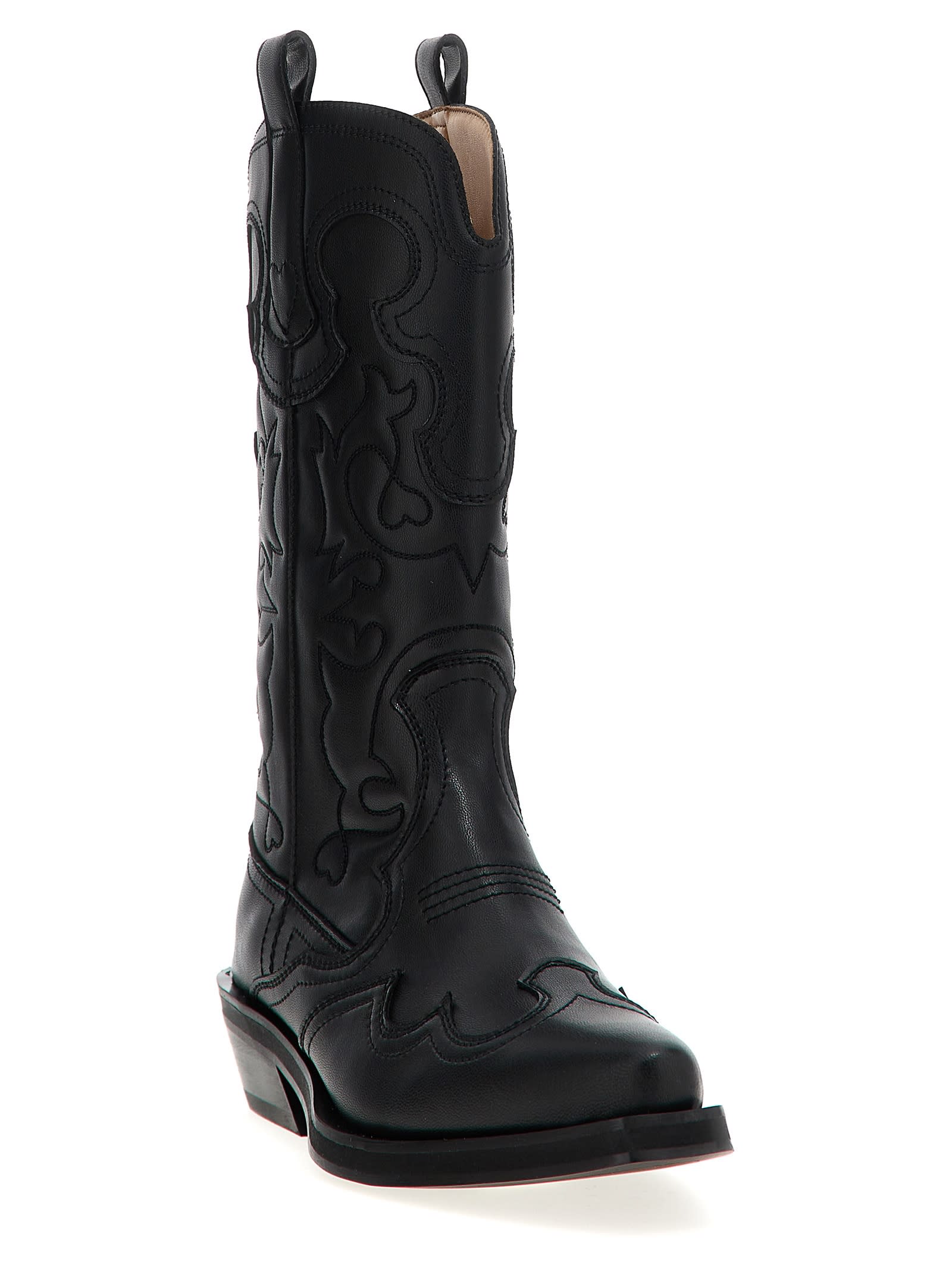 Ganni Embroidered Western Boots Women